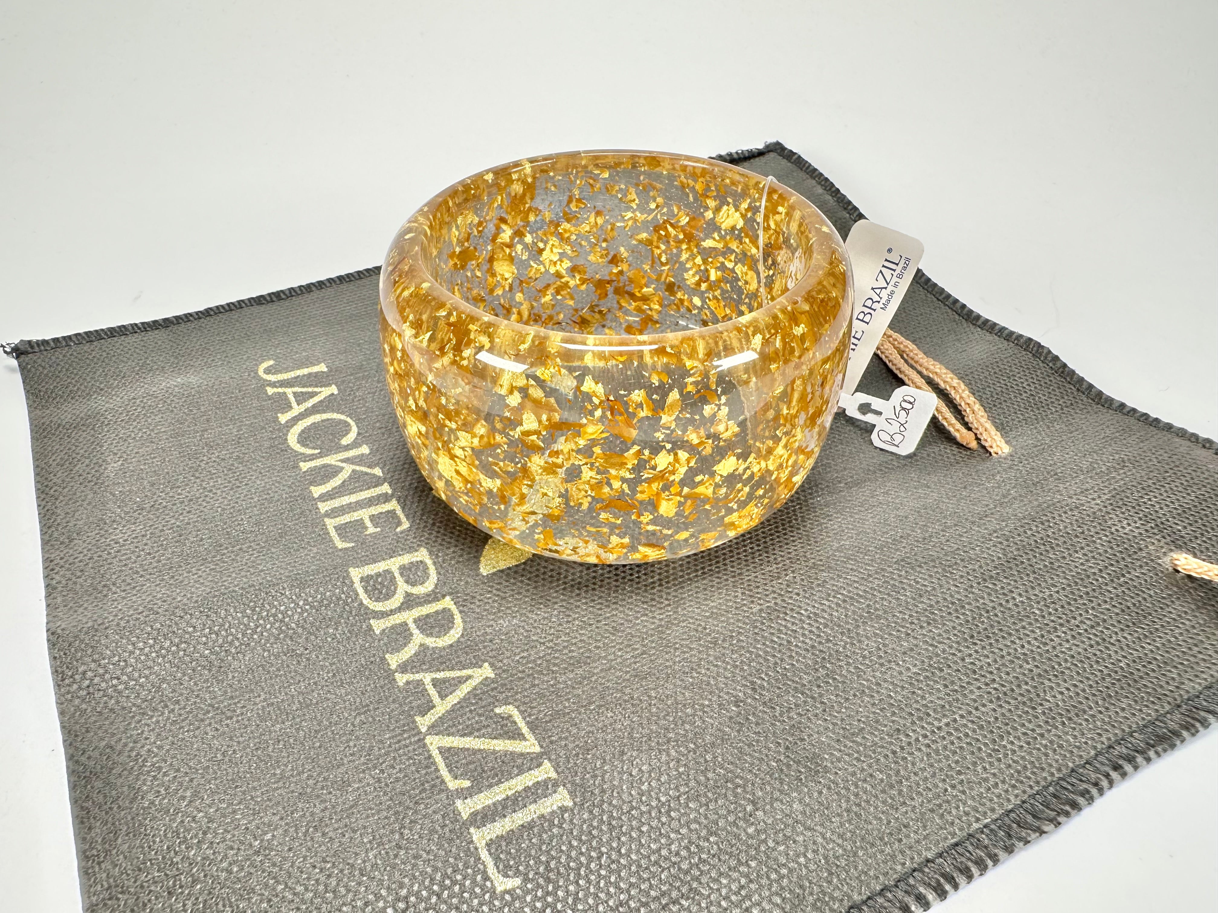 Jackie Brazil "Carmen" Gold Flakes 5cm Resin Bangle ( B2500 )