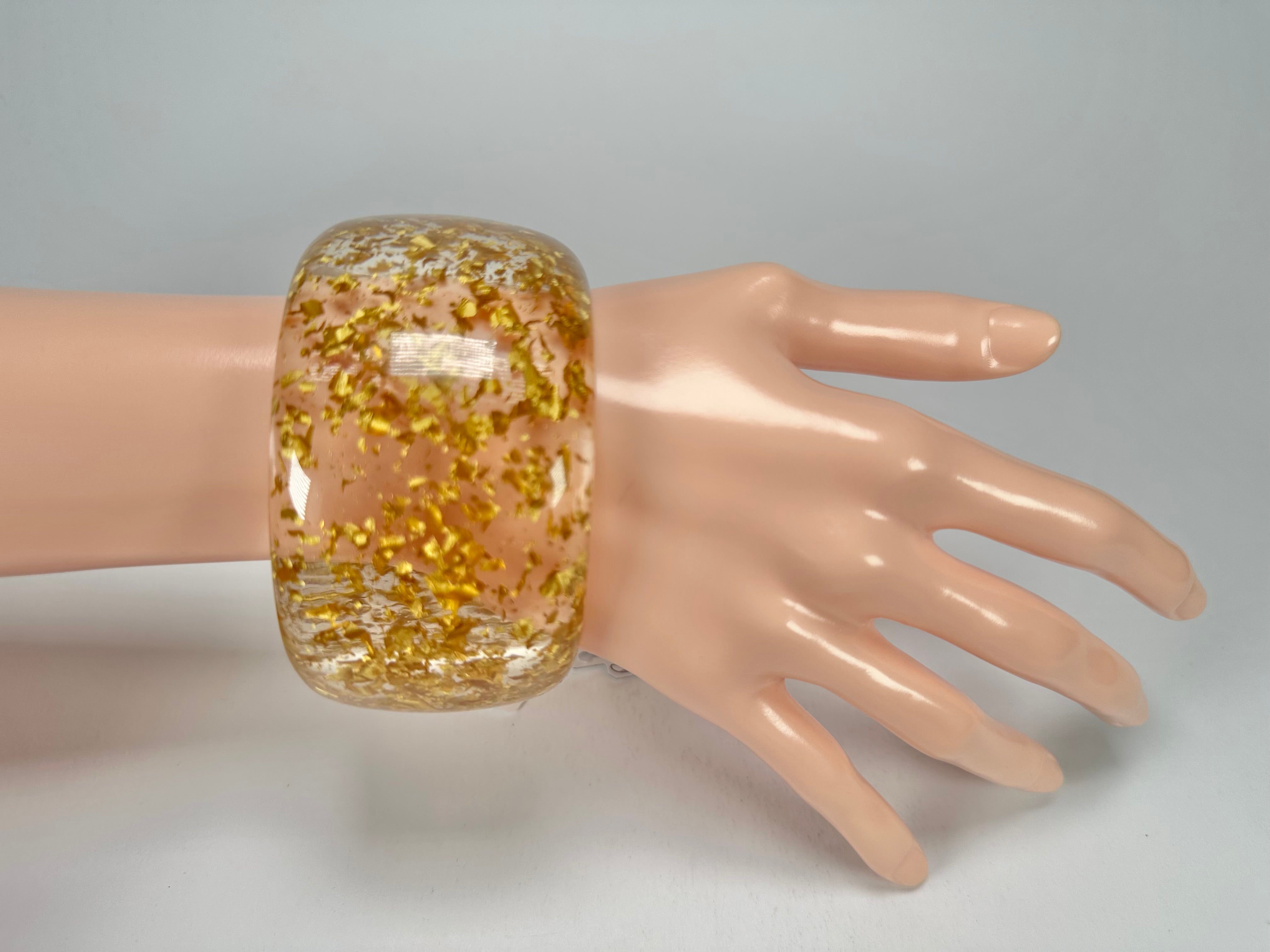 Jackie Brazil "Carmen" Gold Flakes 5cm Resin Bangle ( B2500 )