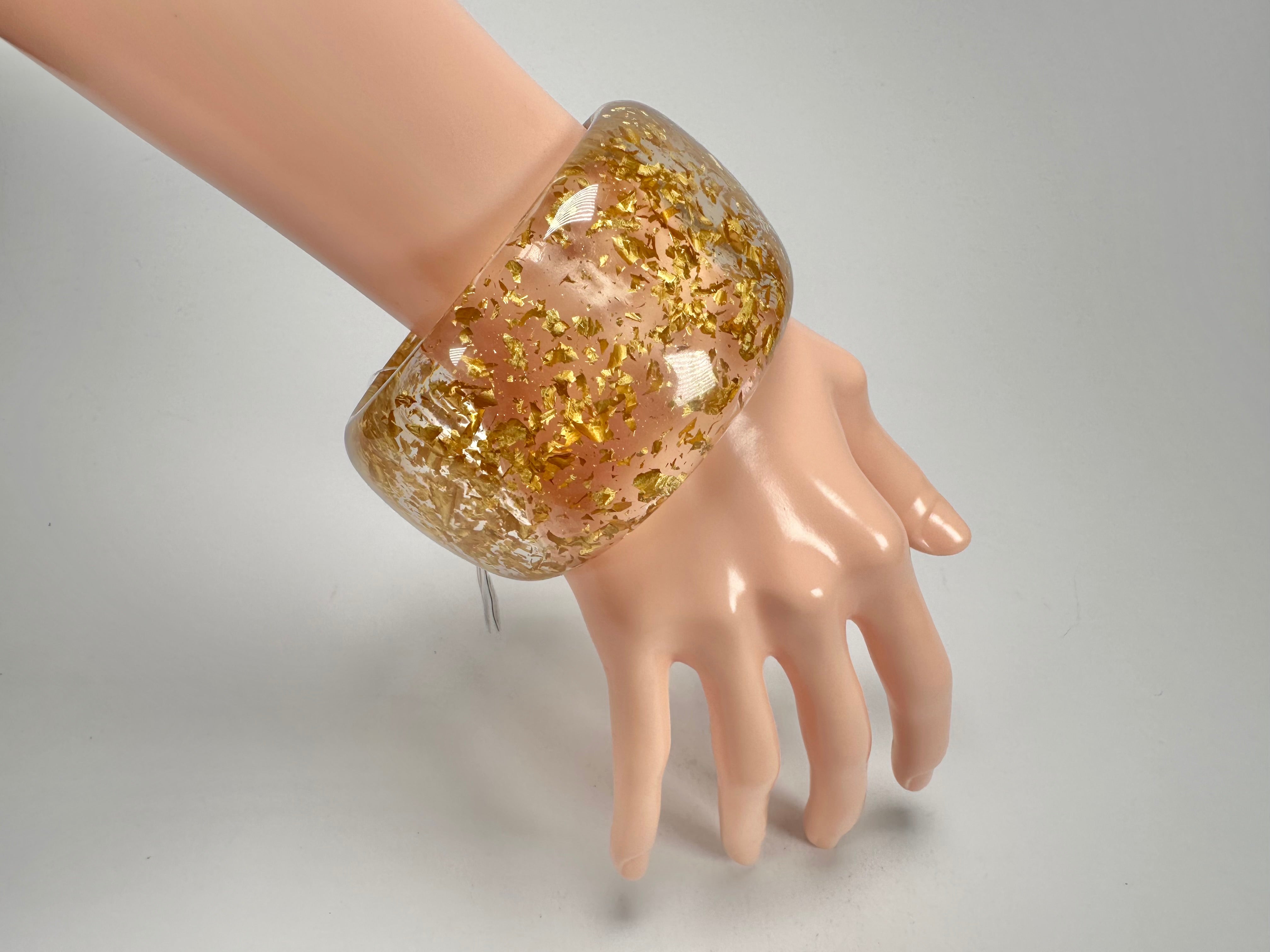Jackie Brazil "Carmen" Gold Flakes 5cm Resin Bangle ( B2500 )
