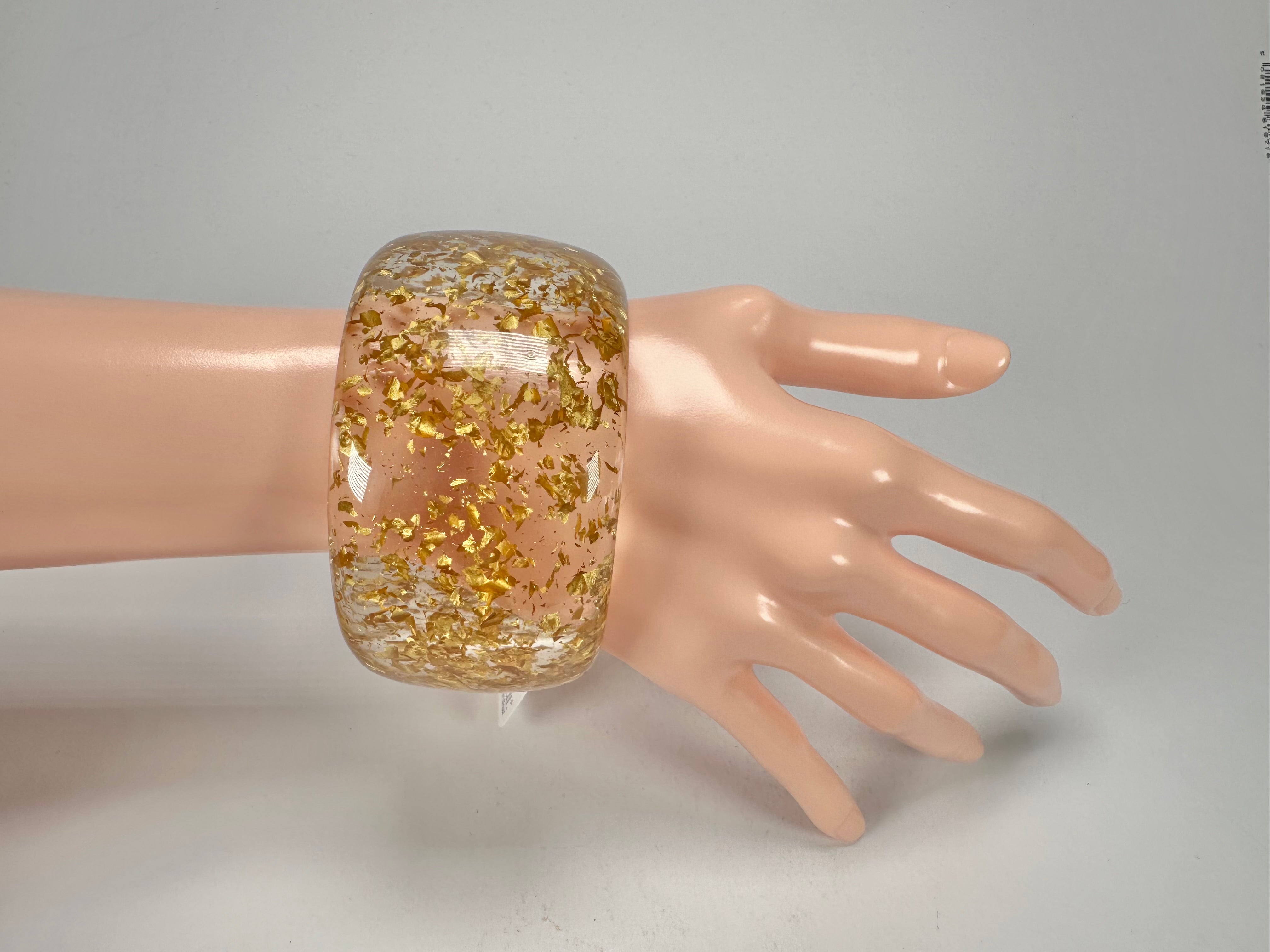 Jackie Brazil "Carmen" Gold Flakes 5cm Resin Bangle ( B2500 )