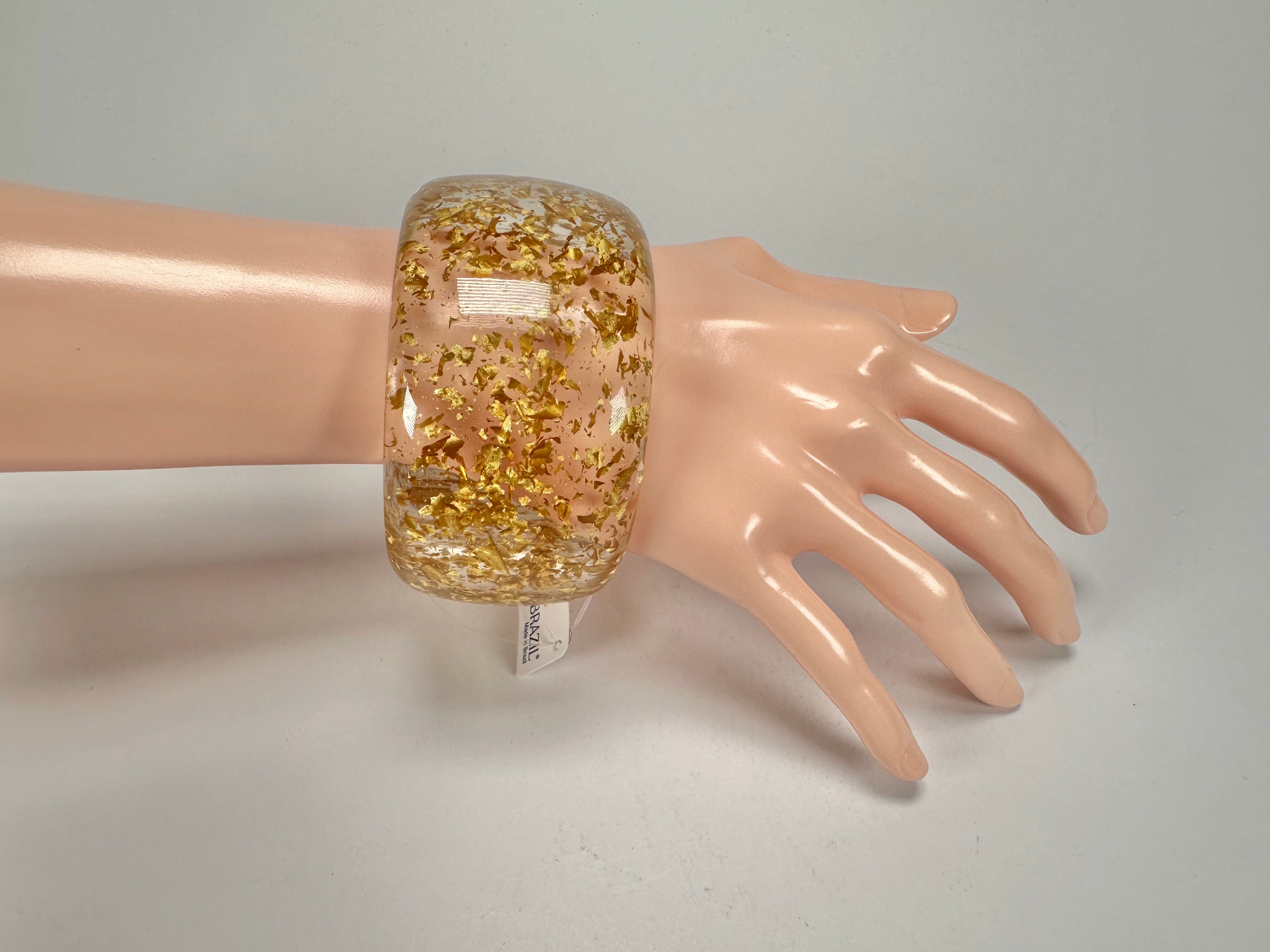 Jackie Brazil "Carmen" Gold Flakes 5cm Resin Bangle ( B2500 )