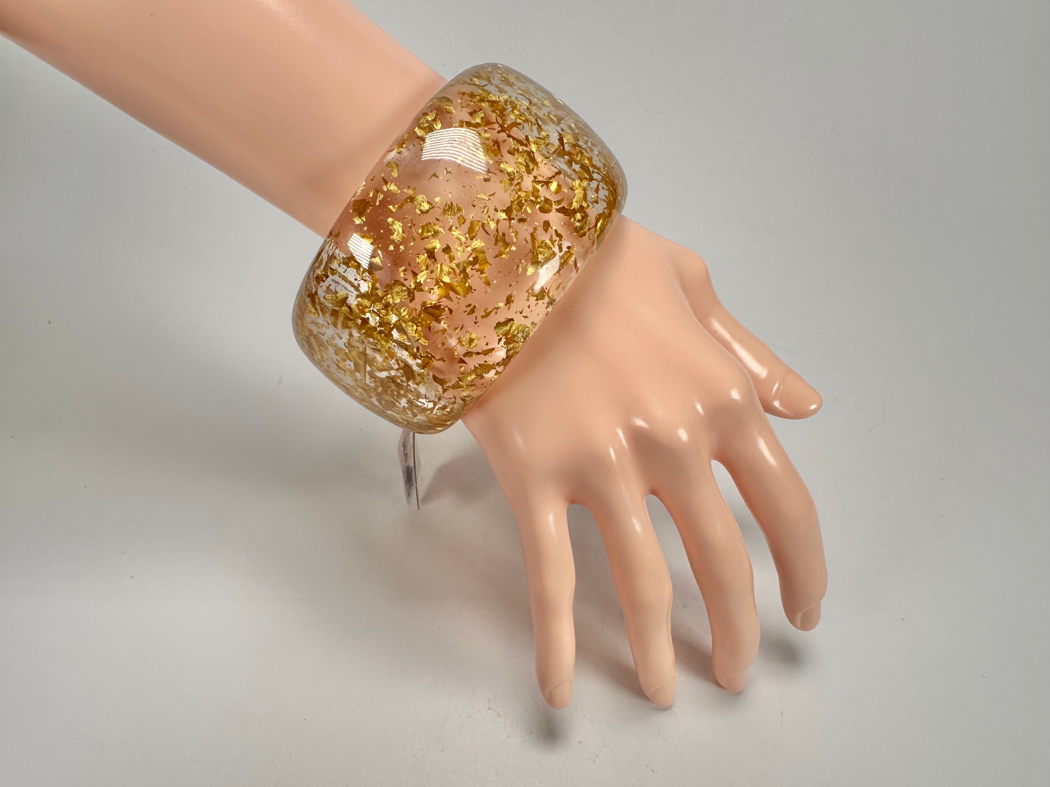 Jackie Brazil "Carmen" Gold Flakes 5cm Resin Bangle ( B2500 )