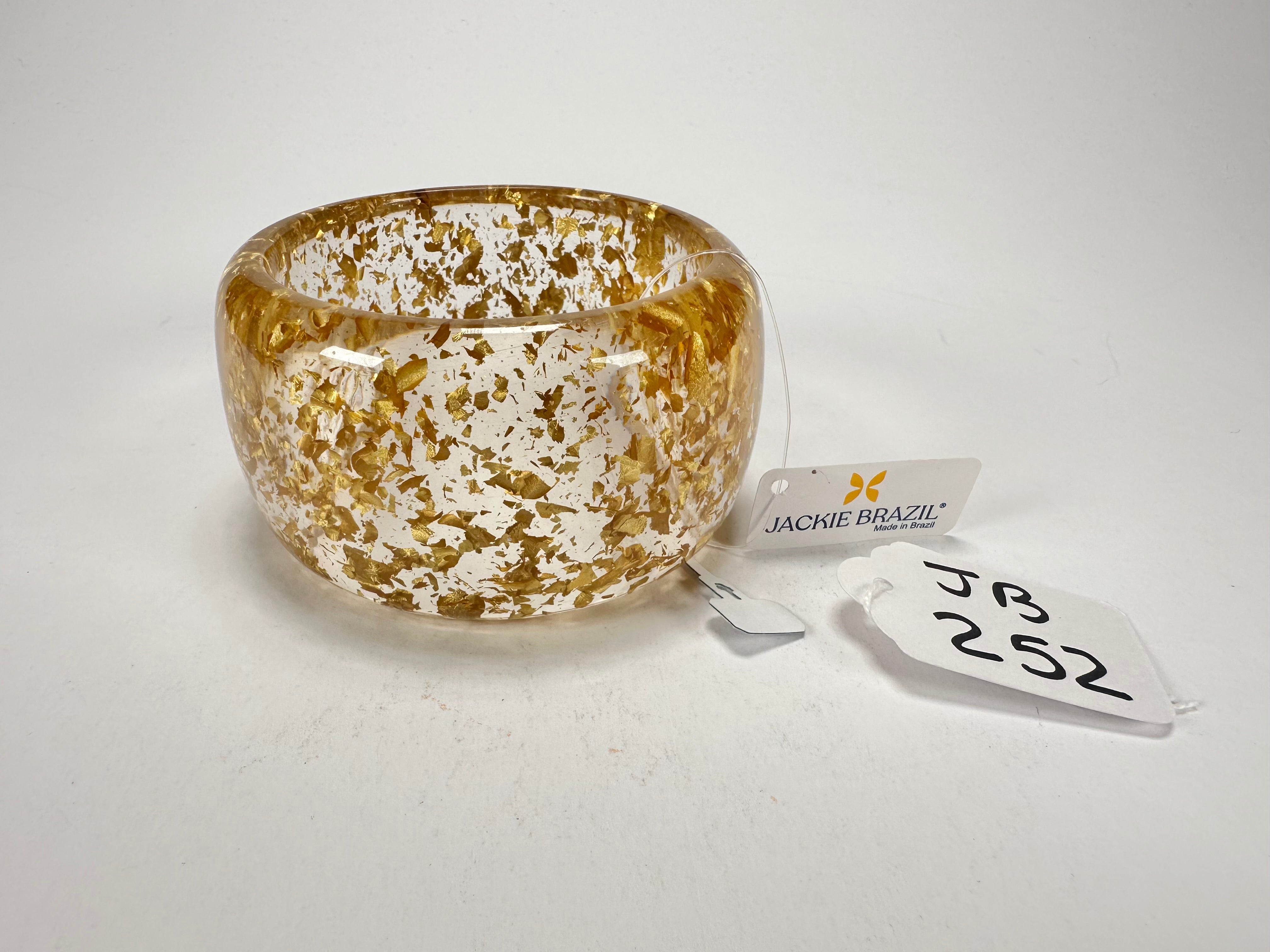 Jackie Brazil "Carmen" Gold Flakes 5cm Resin Bangle ( B2500 )
