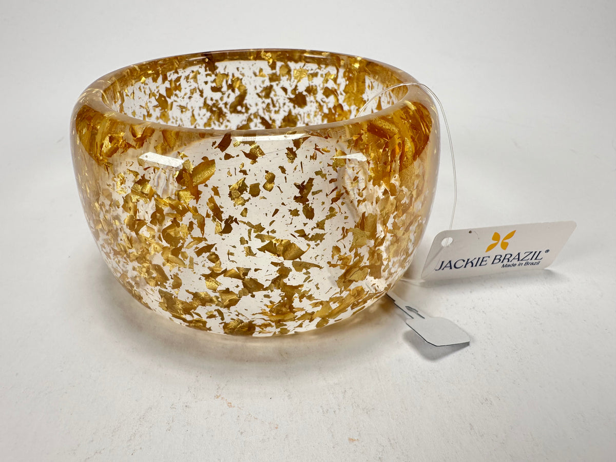 Jackie Brazil "Carmen" Gold Flakes 5cm Resin Bangle ( B2500 )