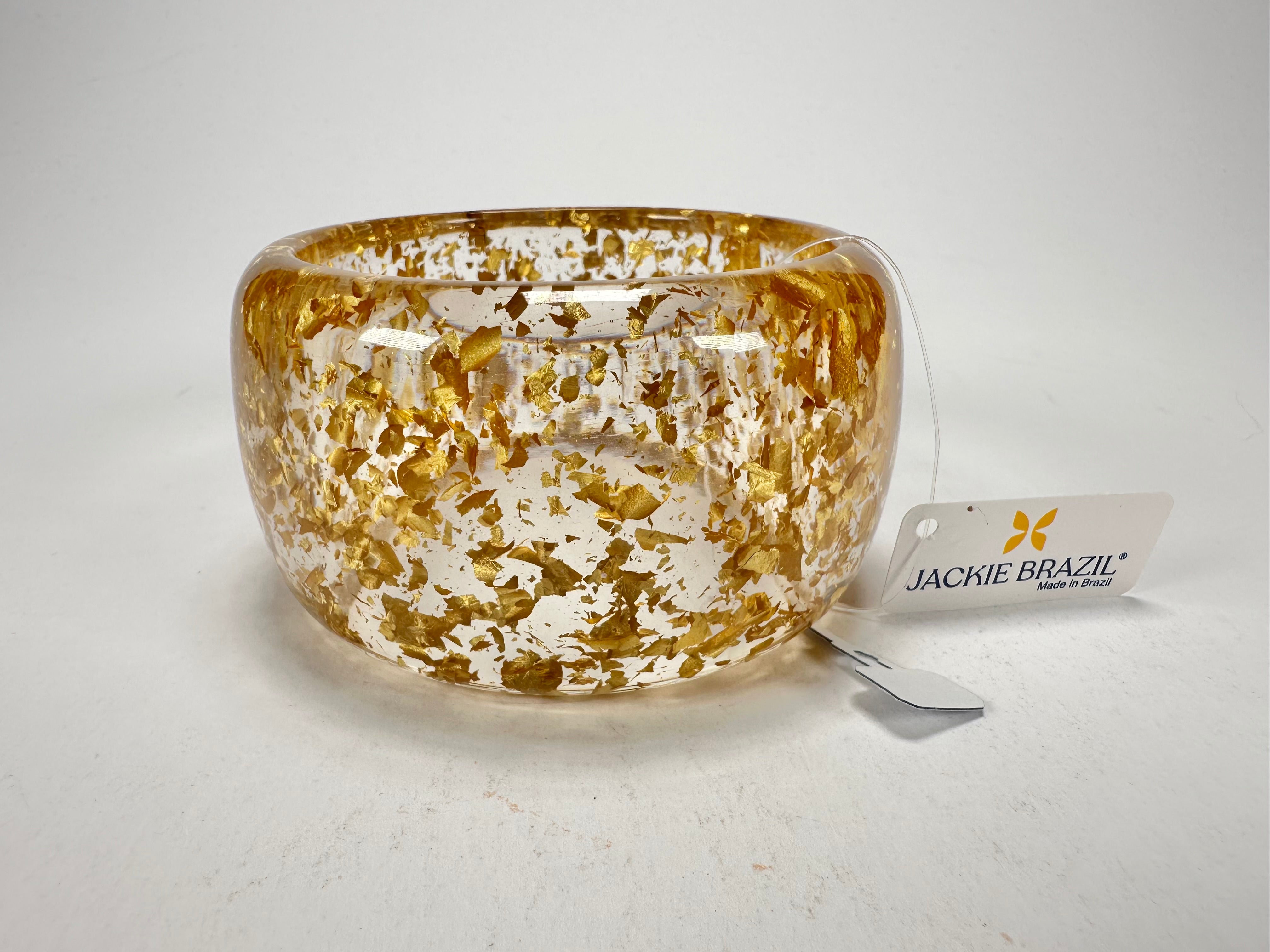 Jackie Brazil "Carmen" Gold Flakes 5cm Resin Bangle ( B2500 )