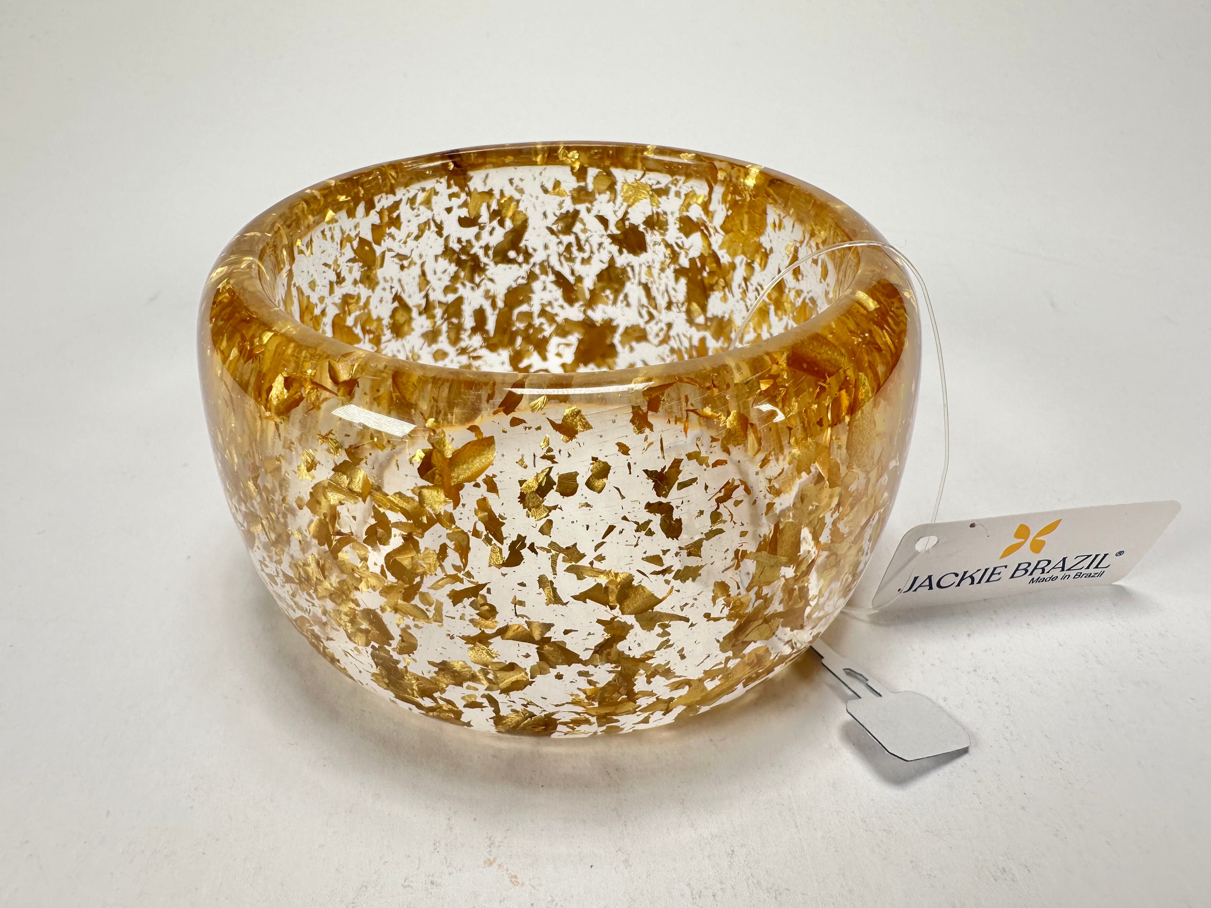 Jackie Brazil "Carmen" Gold Flakes 5cm Resin Bangle ( B2500 )