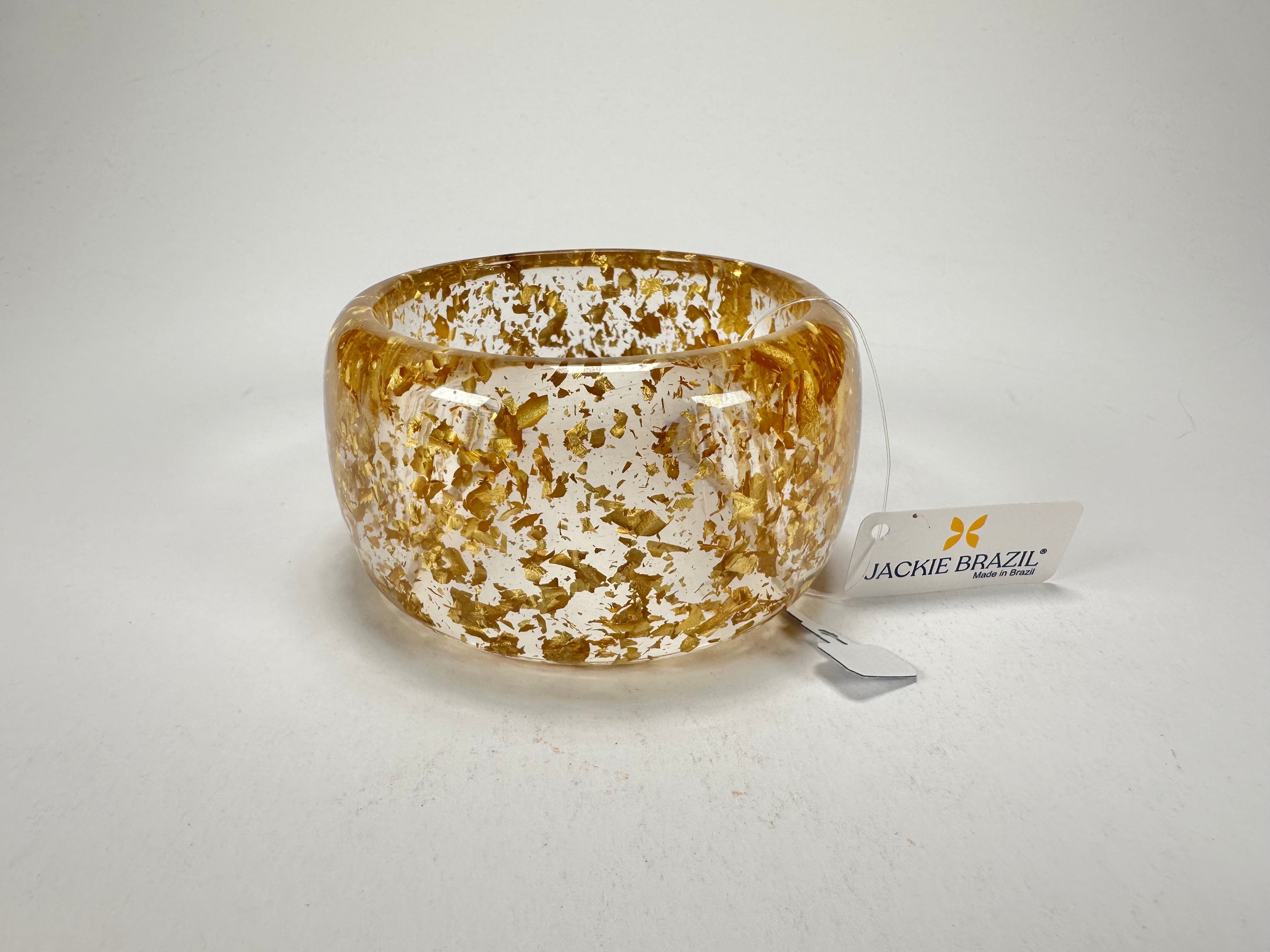 Jackie Brazil "Carmen" Gold Flakes 5cm Resin Bangle ( B2500 )