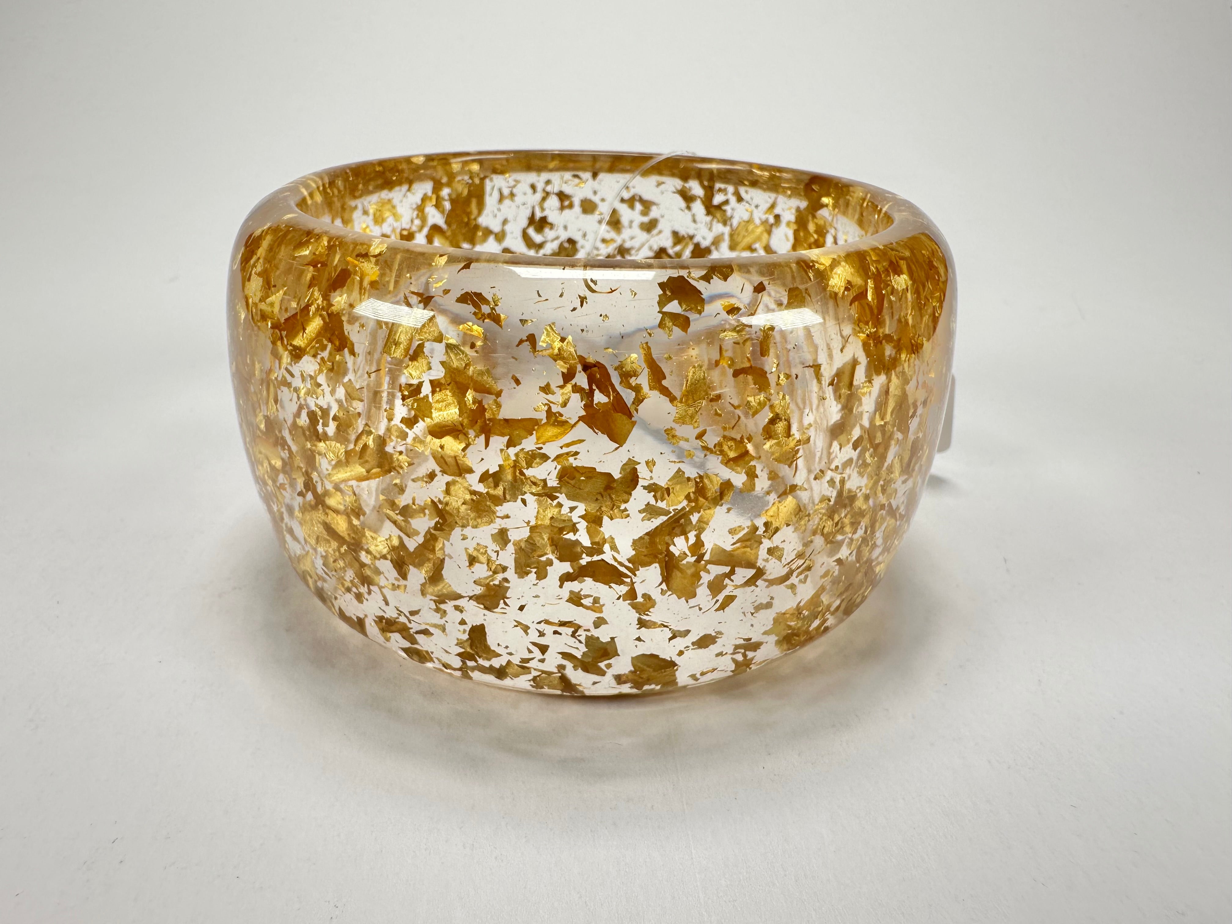 Jackie Brazil "Carmen" Gold Flakes 5cm Resin Bangle ( B2500 )