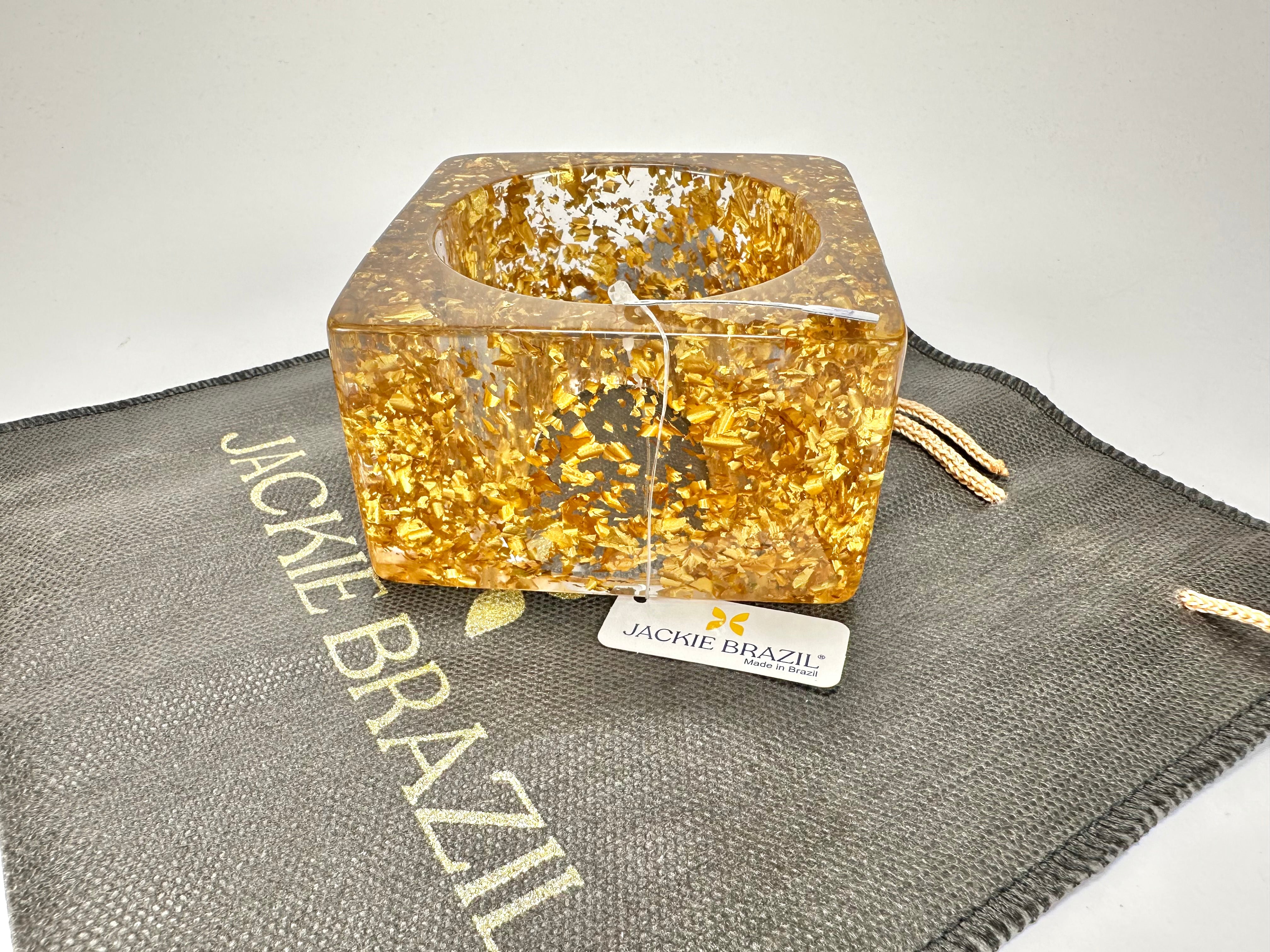 Jackie Brazil "Solid Square" Gold Flakes 5cm Bangle ( B2100 )