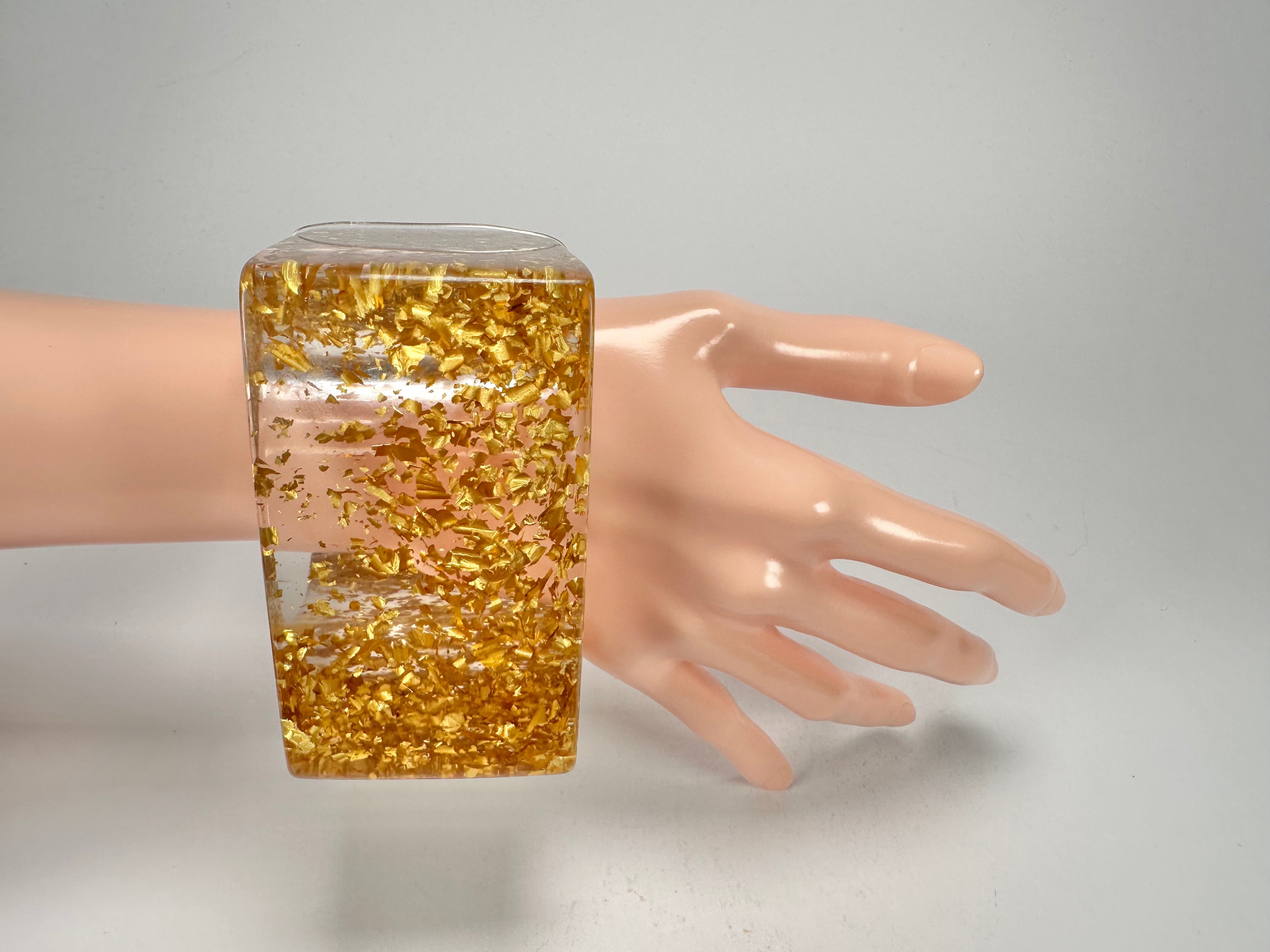Jackie Brazil "Solid Square" Gold Flakes 5cm Bangle ( B2100 )