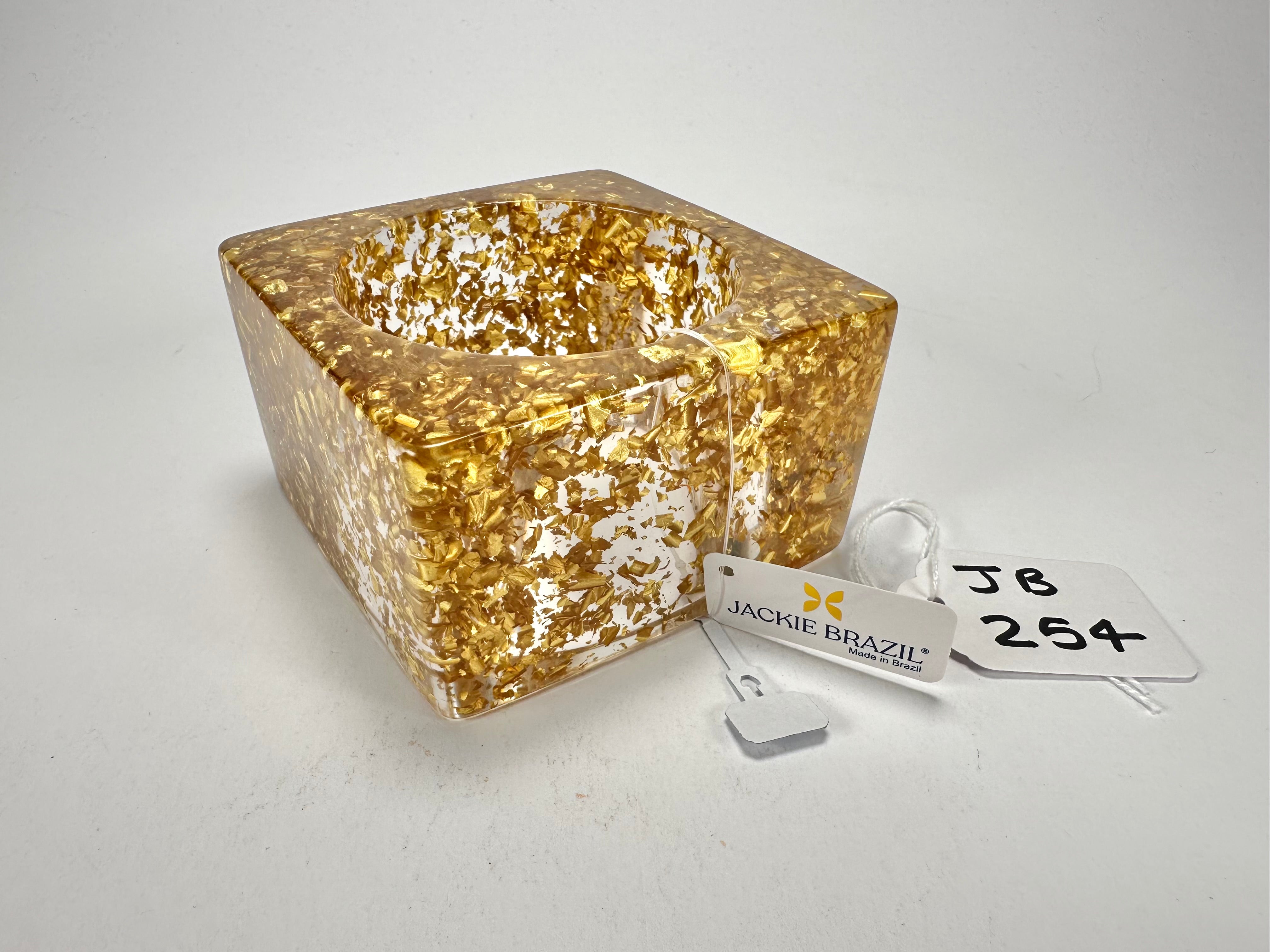 Jackie Brazil "Solid Square" Gold Flakes 5cm Bangle ( B2100 )