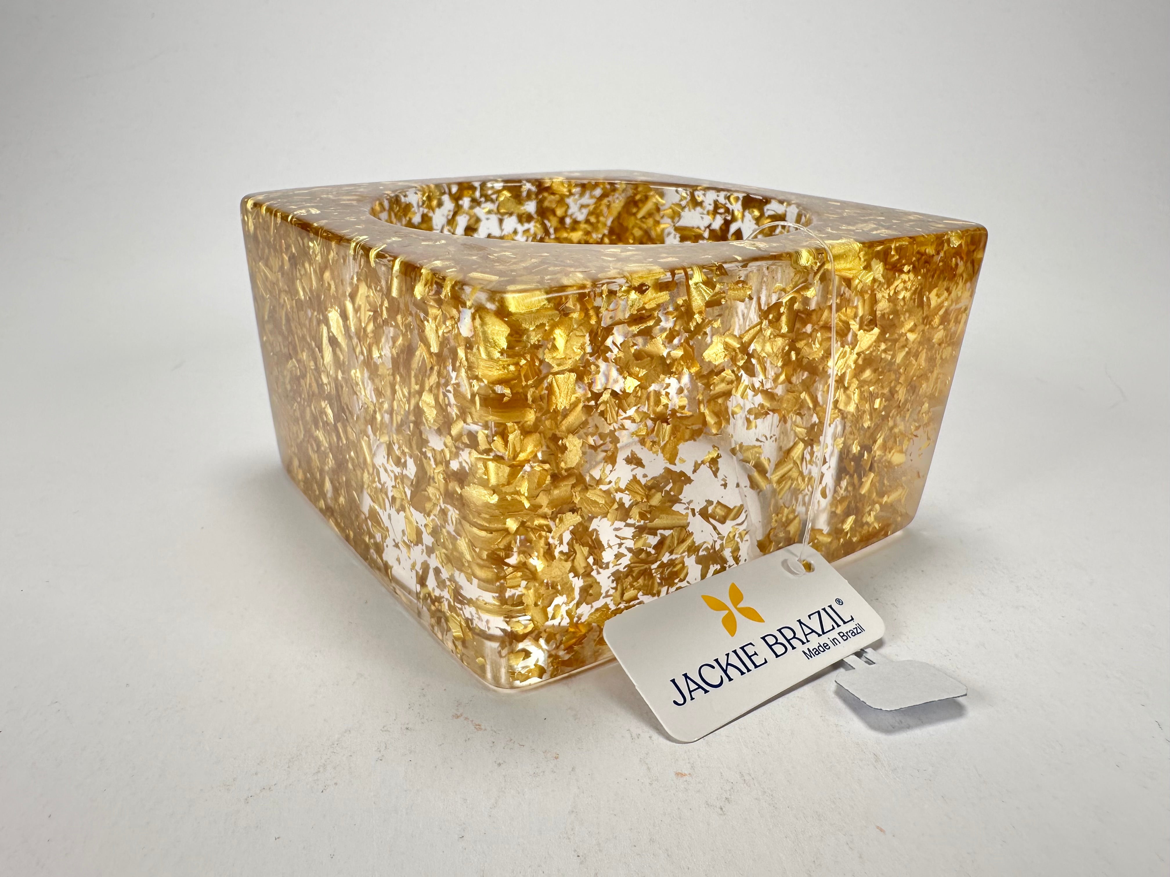 Jackie Brazil "Solid Square" Gold Flakes 5cm Bangle ( B2100 )