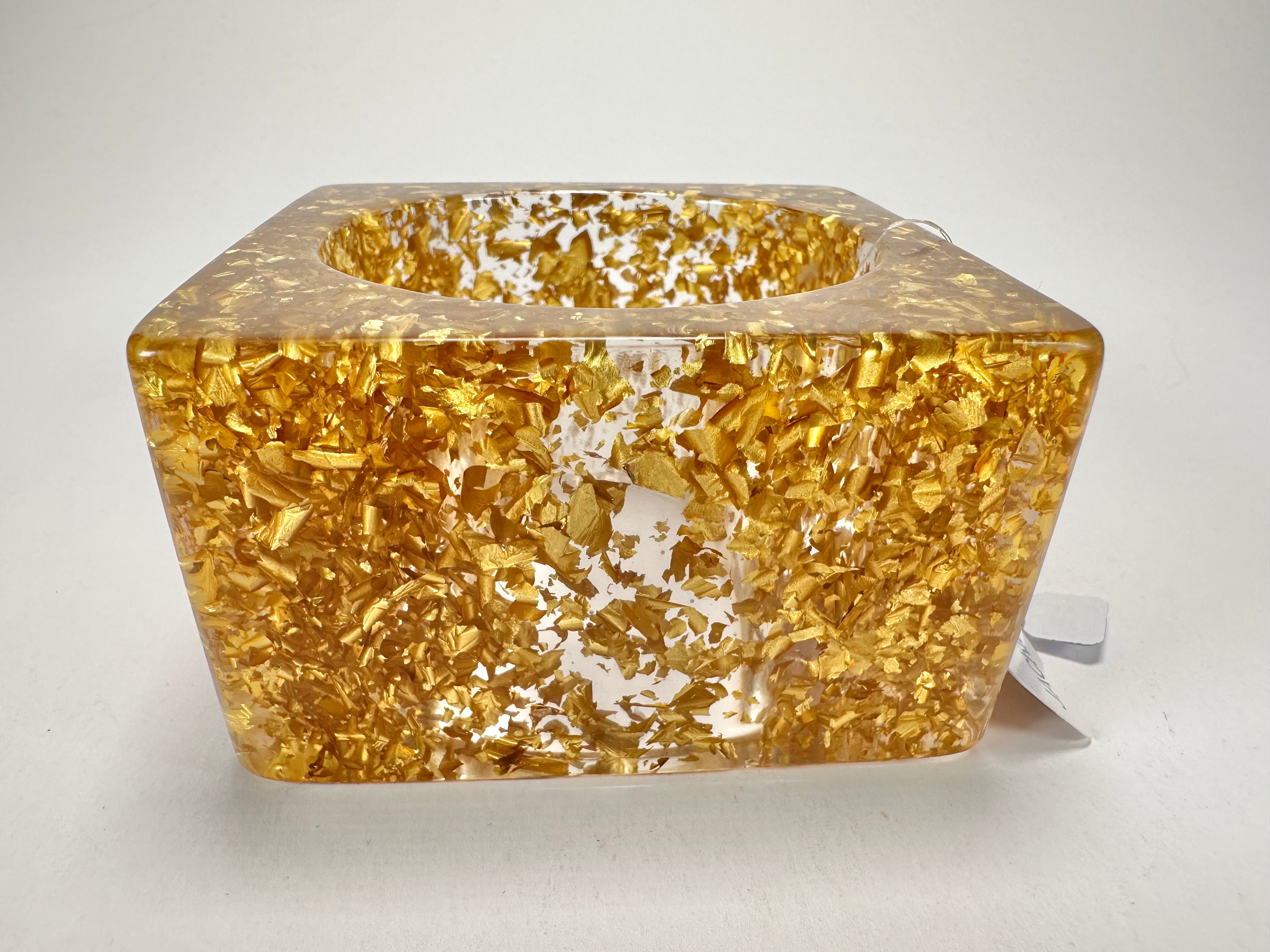 Jackie Brazil "Solid Square" Gold Flakes 5cm Bangle ( B2100 )