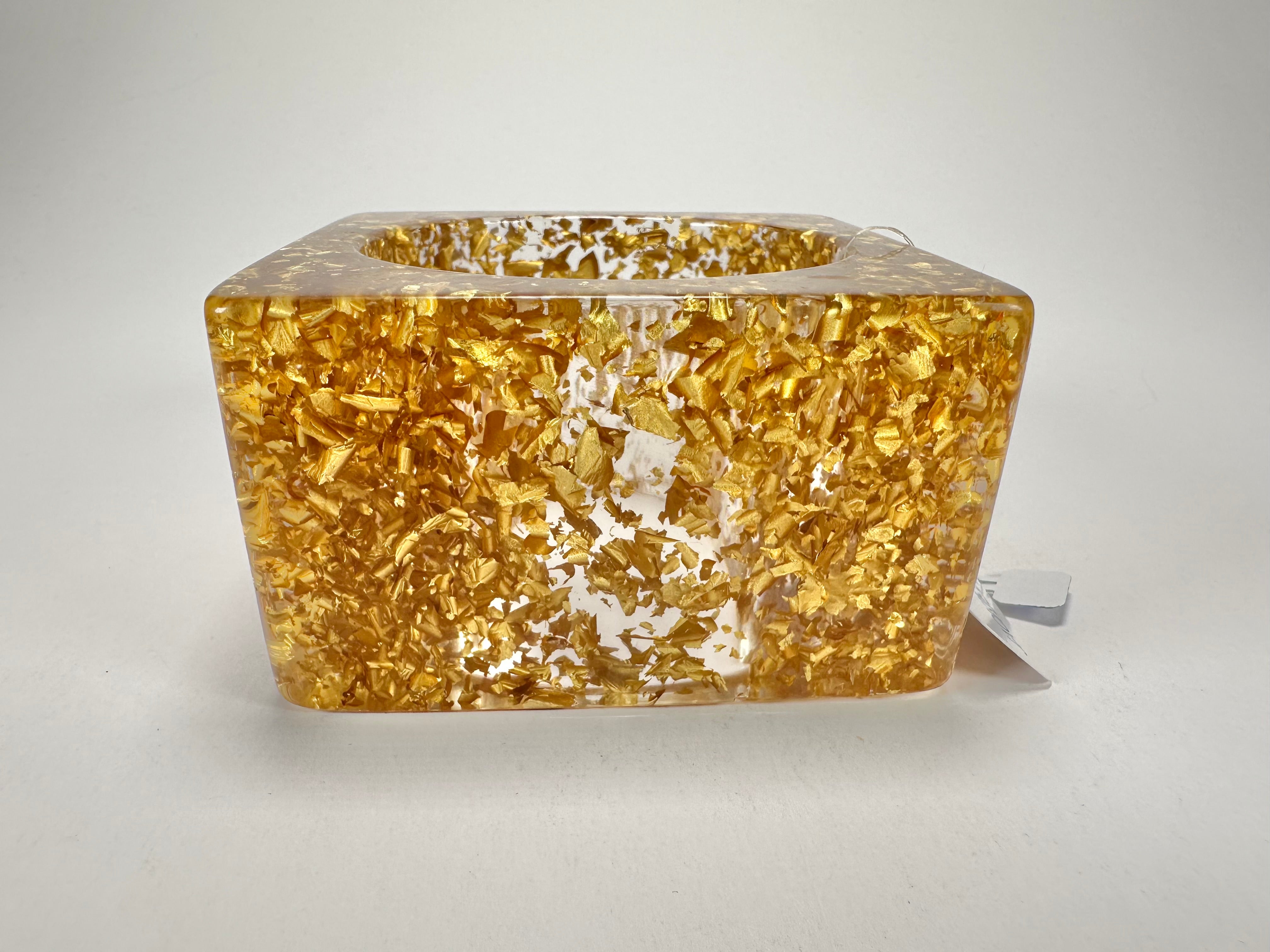 Jackie Brazil "Solid Square" Gold Flakes 5cm Bangle ( B2100 )