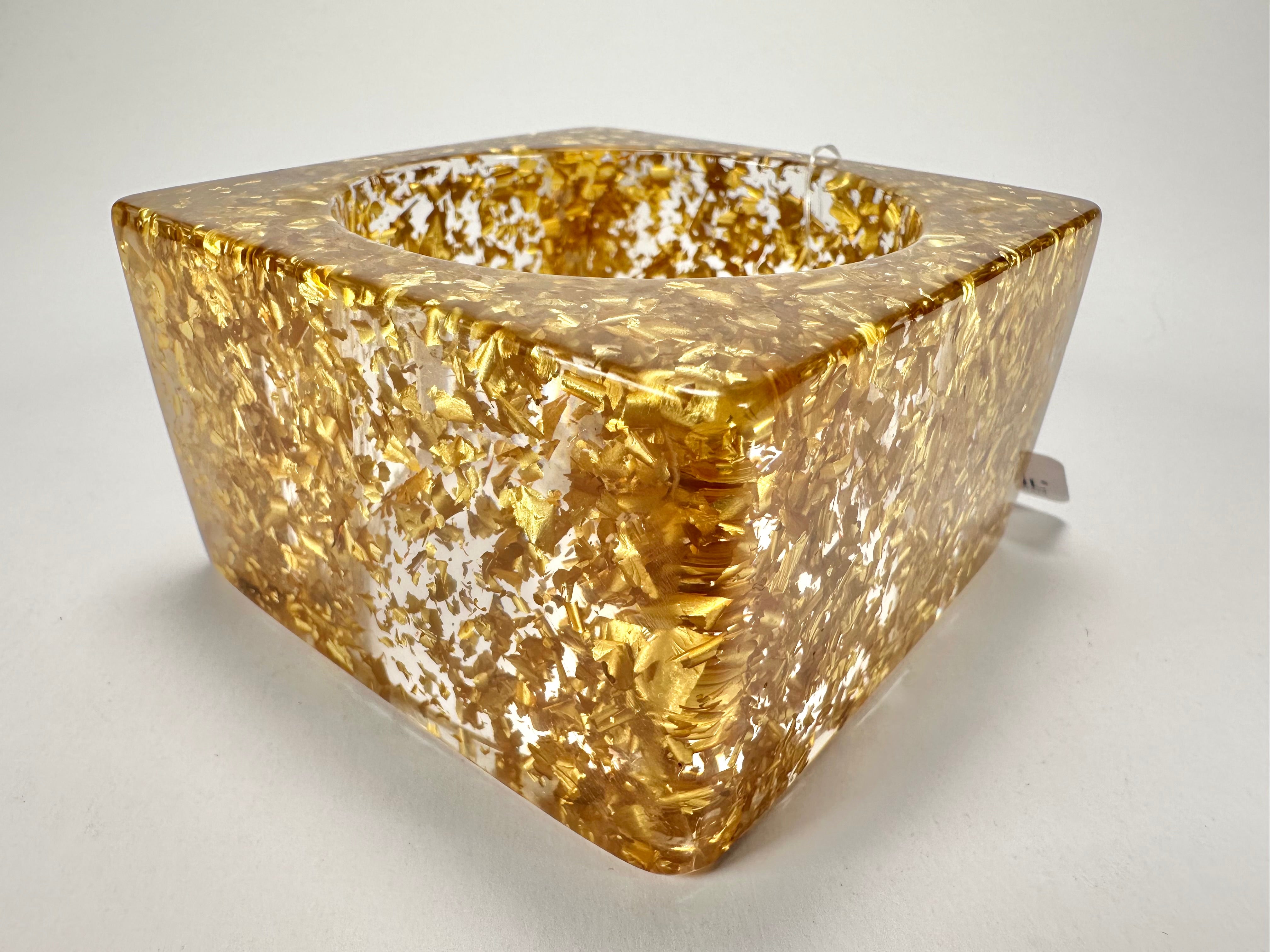 Jackie Brazil "Solid Square" Gold Flakes 5cm Bangle ( B2100 )