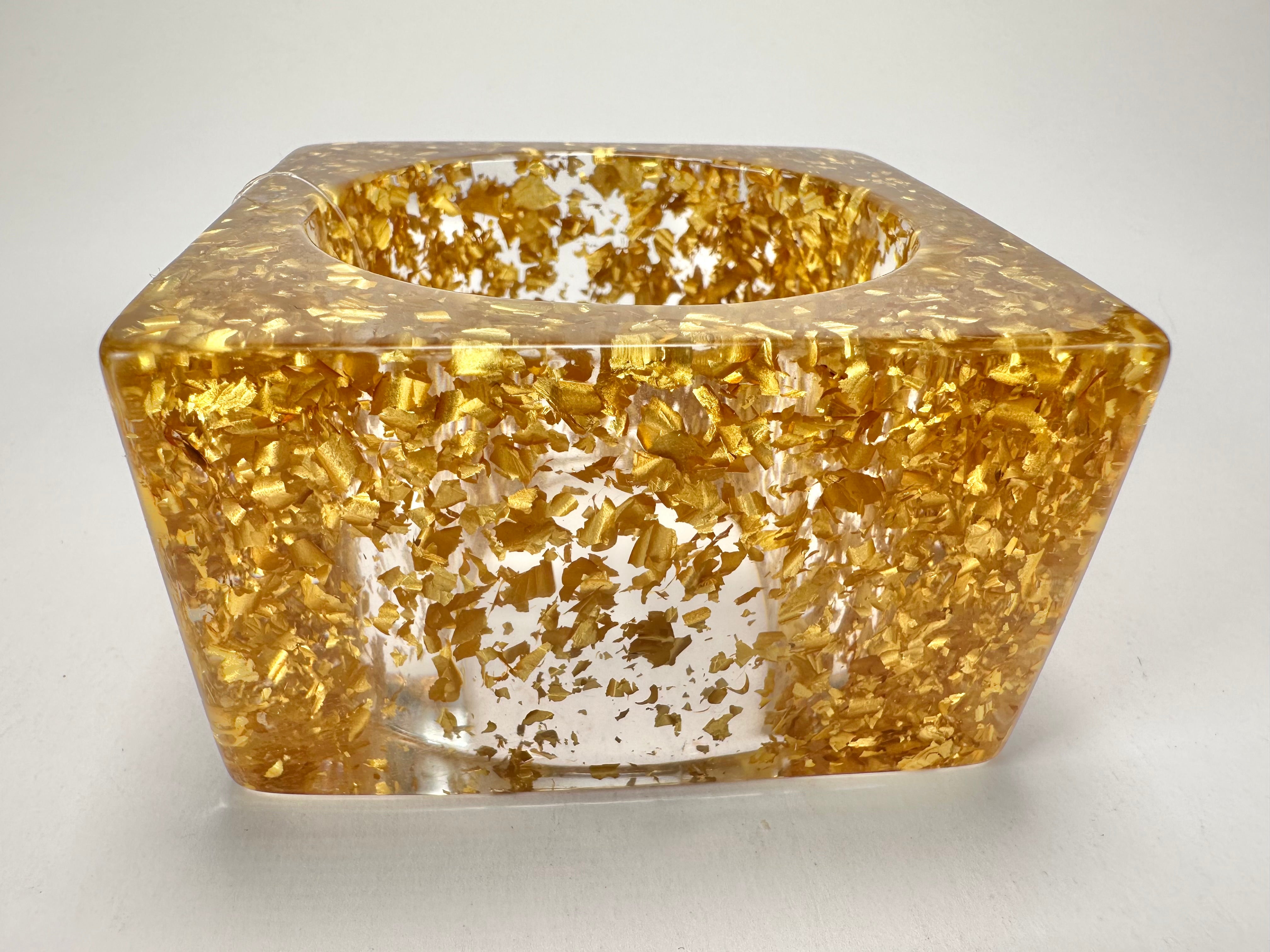 Jackie Brazil "Solid Square" Gold Flakes 5cm Bangle ( B2100 )