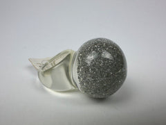 Jackie Brazil "Splendour" Large Ball Silver Flakes Ring ( R2500 ) Size UK - N / US-7