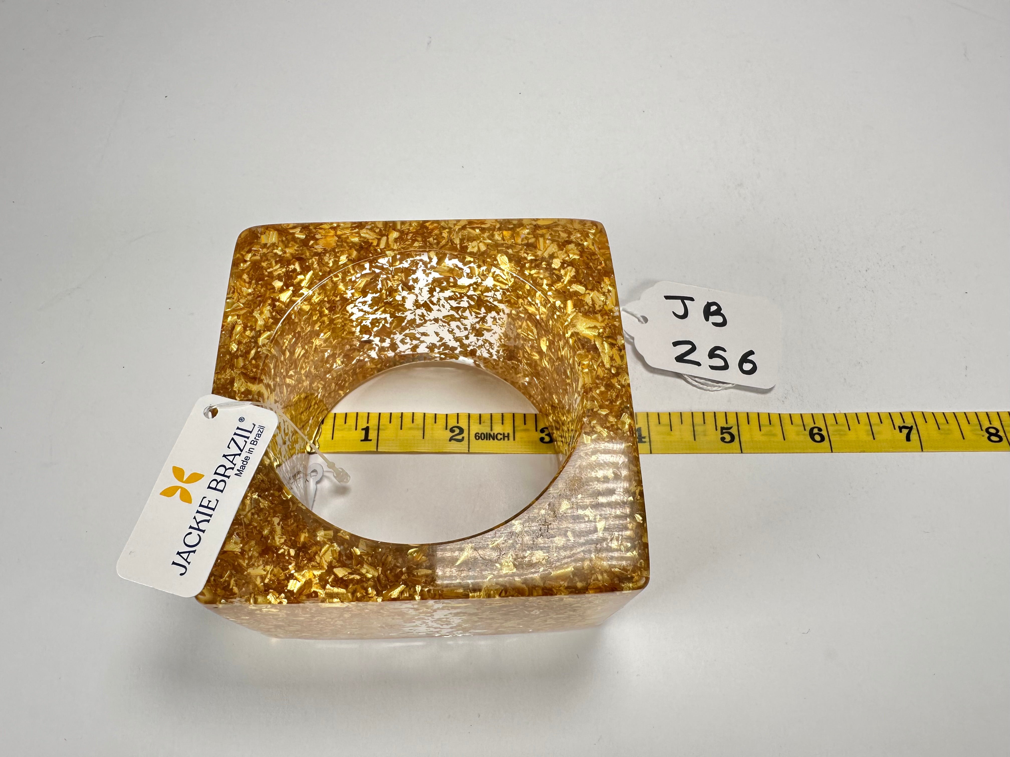 Jackie Brazil "Solid Square" Gold Flakes 5cm Bangle ( B2100 )
