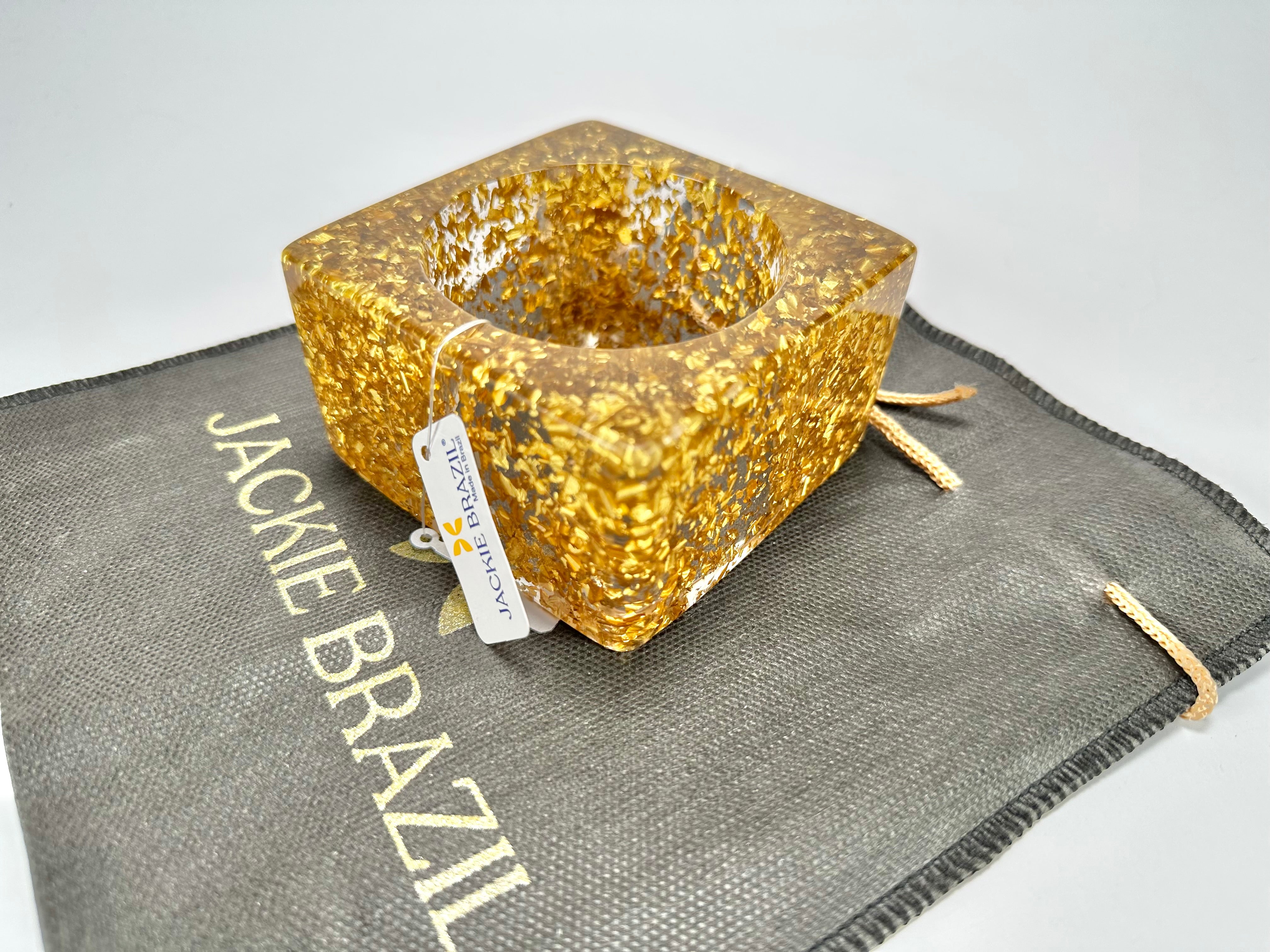 Jackie Brazil "Solid Square" Gold Flakes 5cm Bangle ( B2100 )