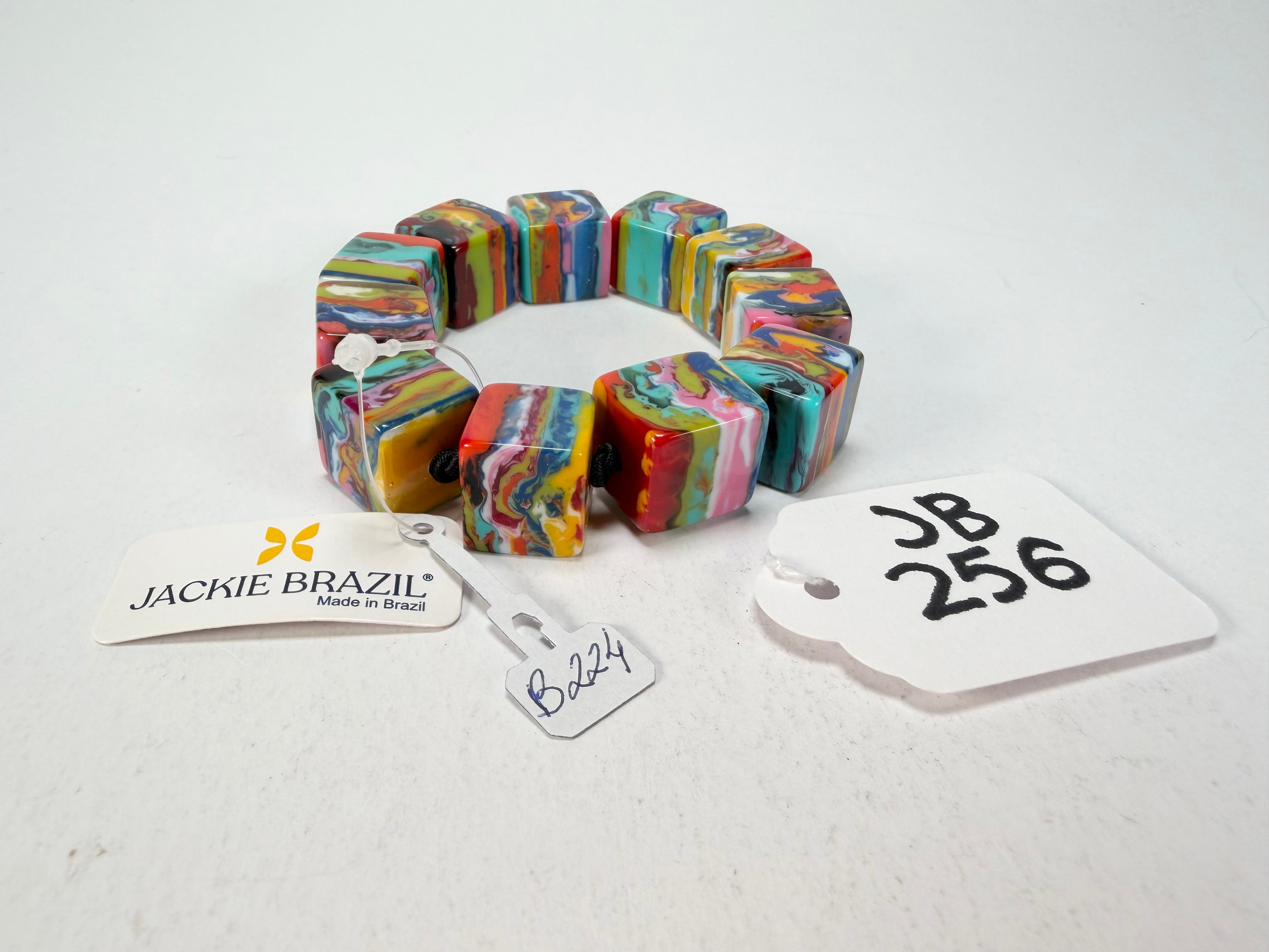 Jackie Brazil "Kandinsky" Liquorice Small Cubes Bracelet ( B0224 )
