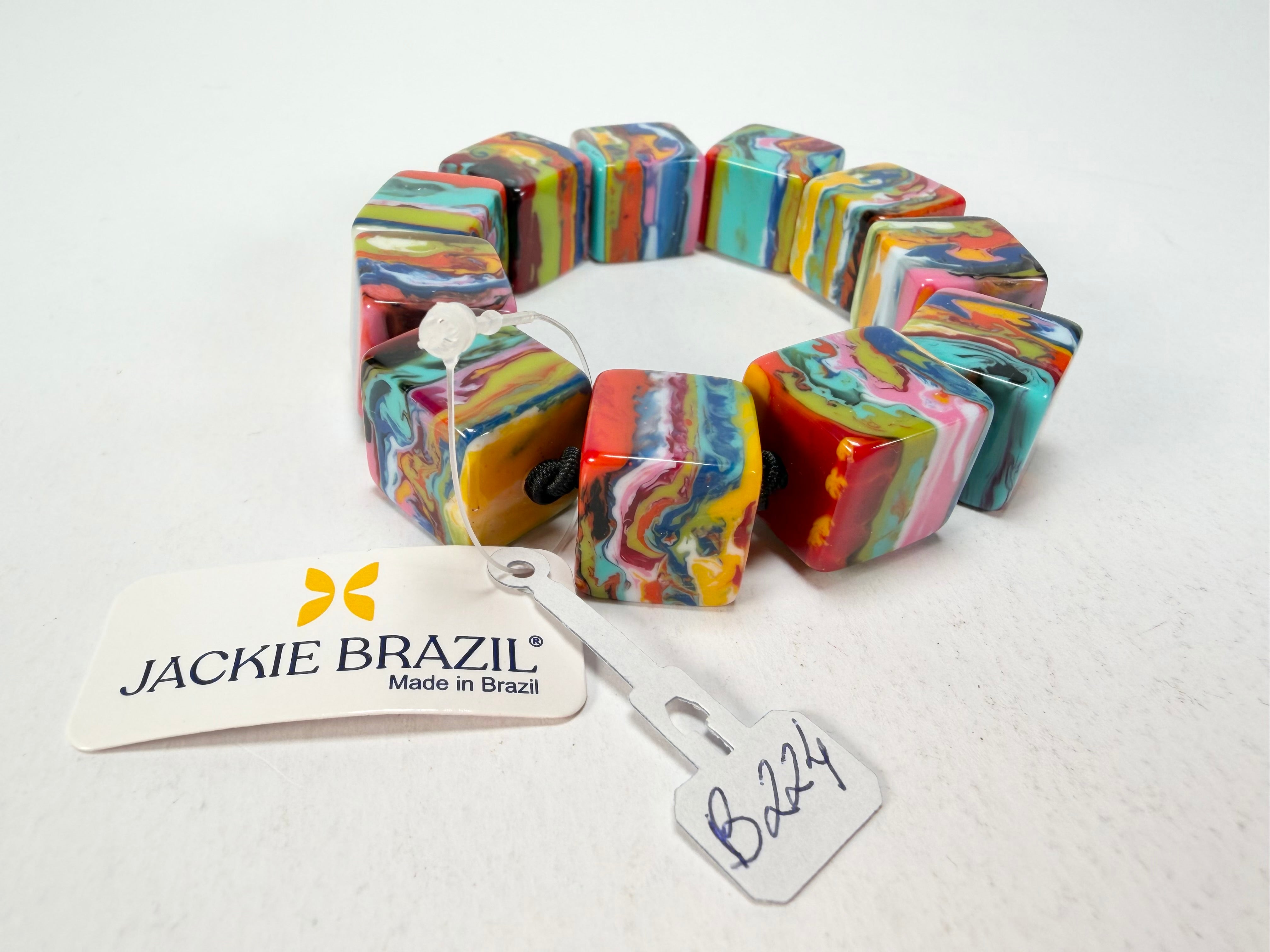 Jackie Brazil "Kandinsky" Liquorice Small Cubes Bracelet ( B0224 )