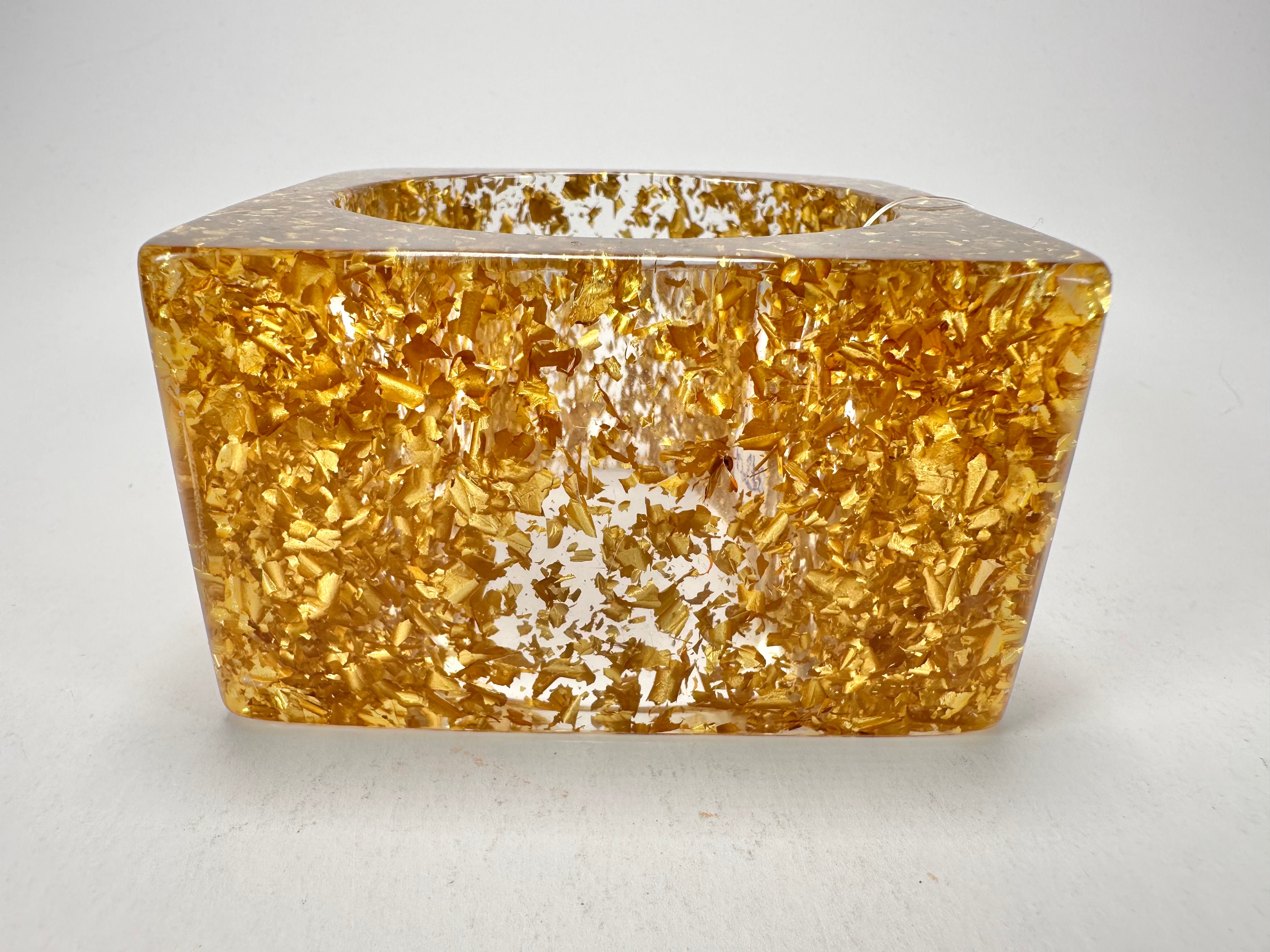 Jackie Brazil "Solid Square" Gold Flakes 5cm Bangle ( B2100 )