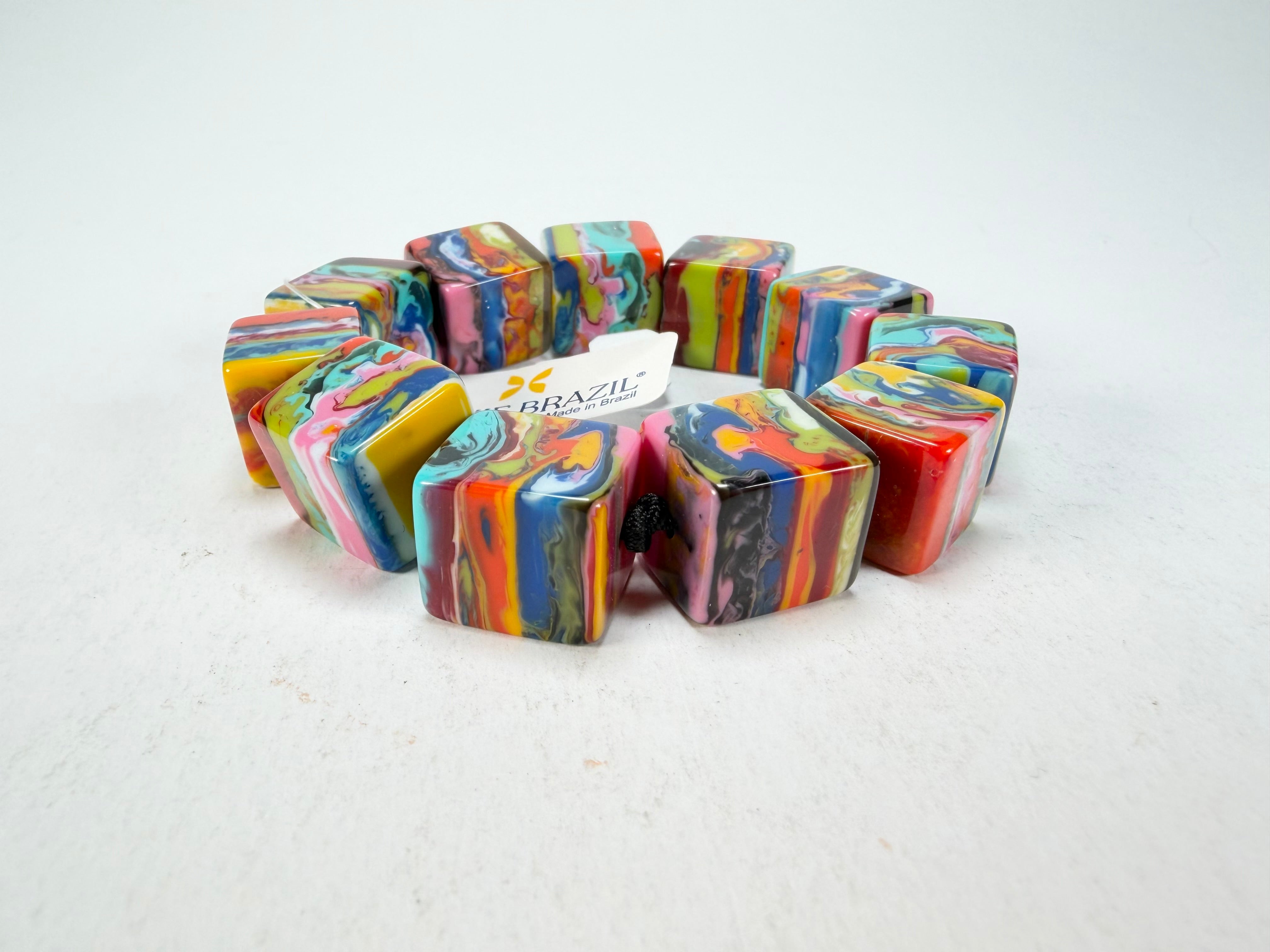 Jackie Brazil "Kandinsky" Liquorice Small Cubes Bracelet ( B0224 )