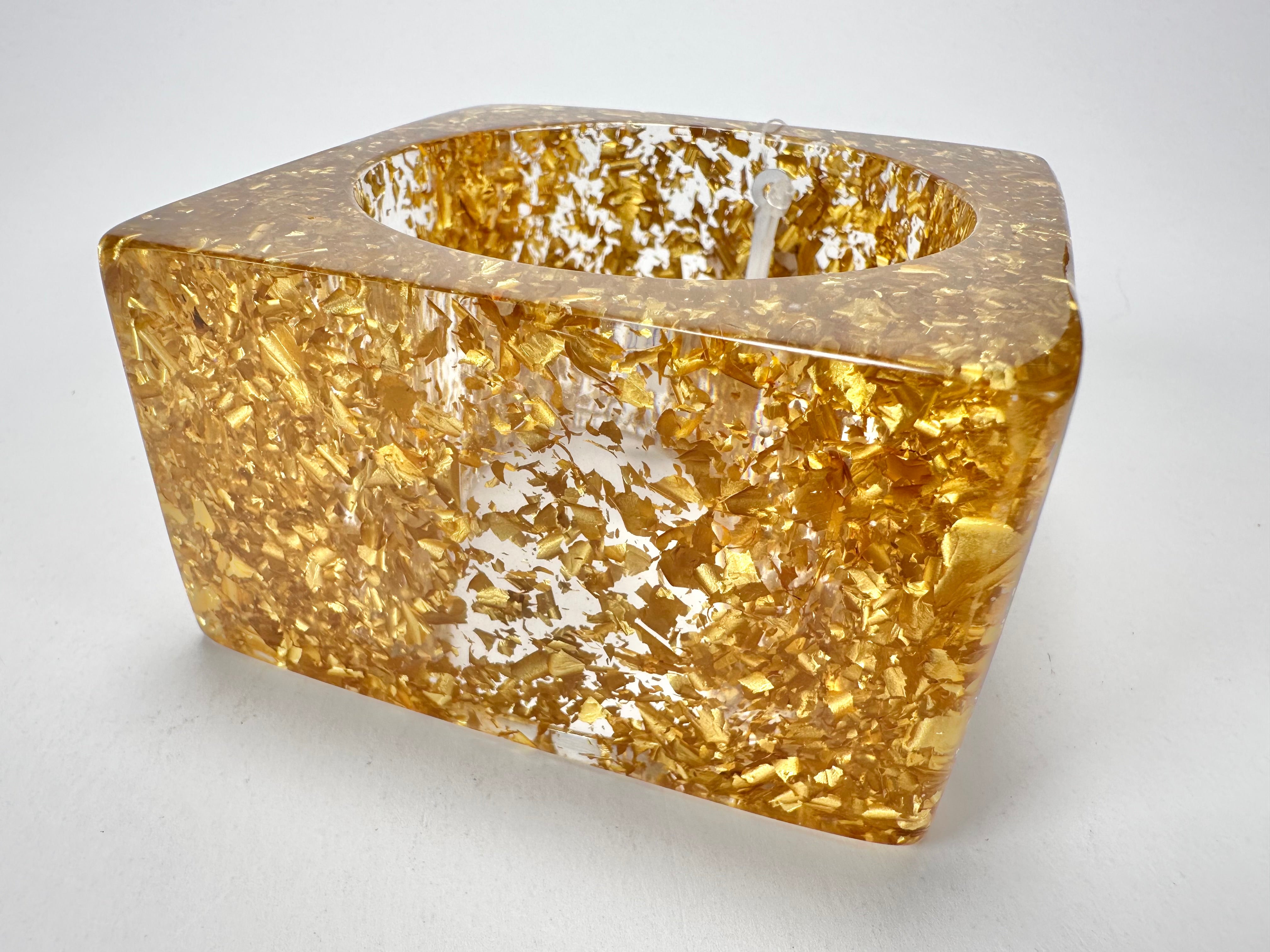 Jackie Brazil "Solid Square" Gold Flakes 5cm Bangle ( B2100 )