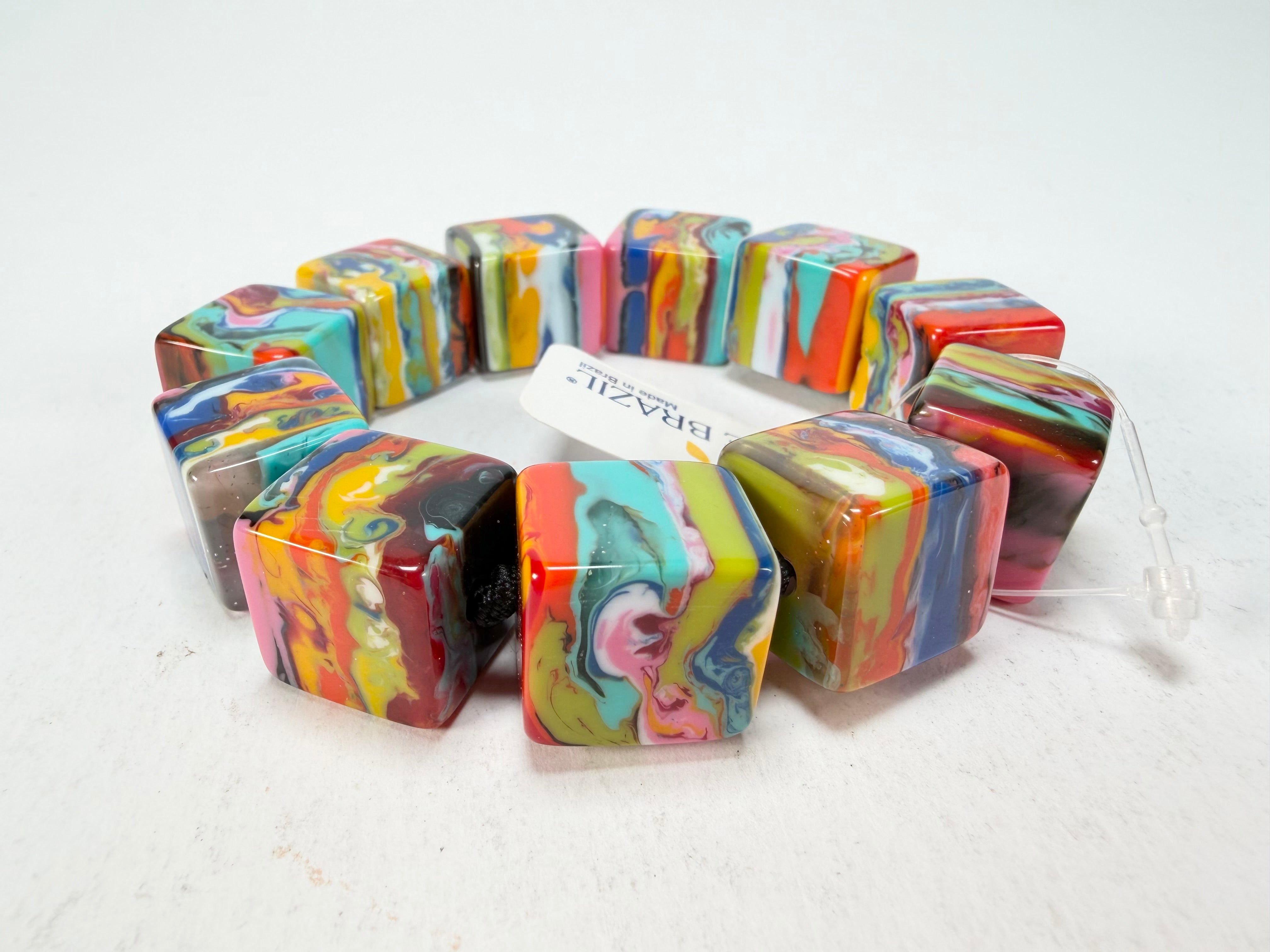 Jackie Brazil "Kandinsky" Liquorice Small Cubes Bracelet ( B0224 )
