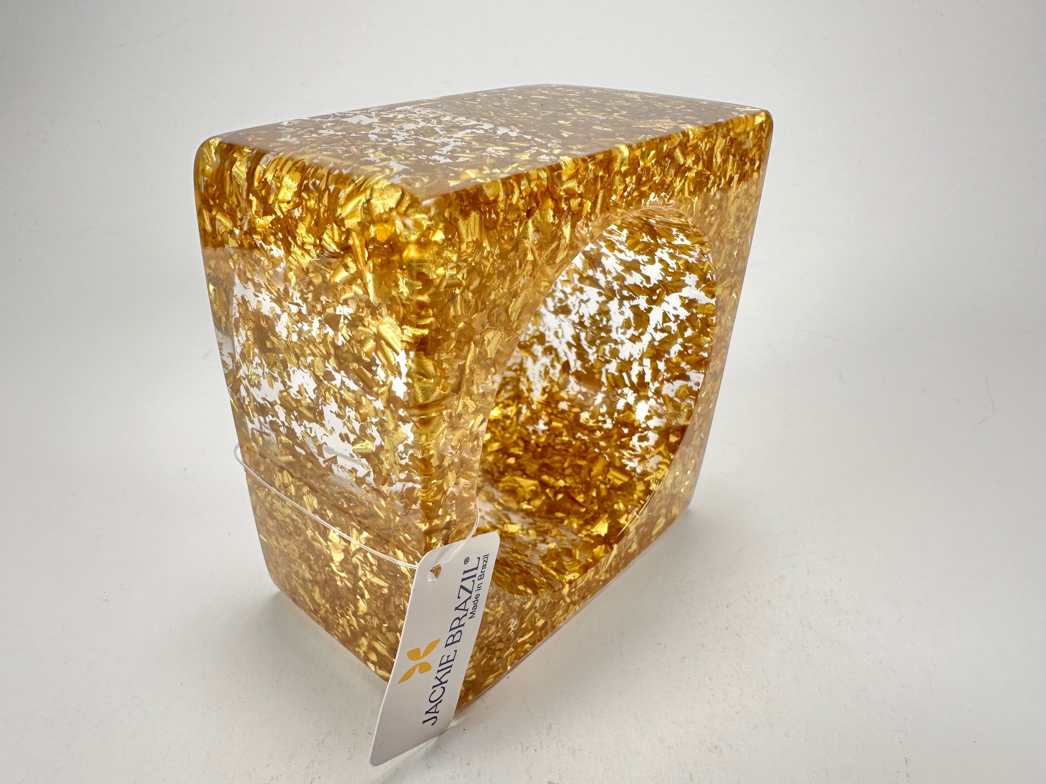 Jackie Brazil "Solid Square" Gold Flakes 5cm Bangle ( B2100 )