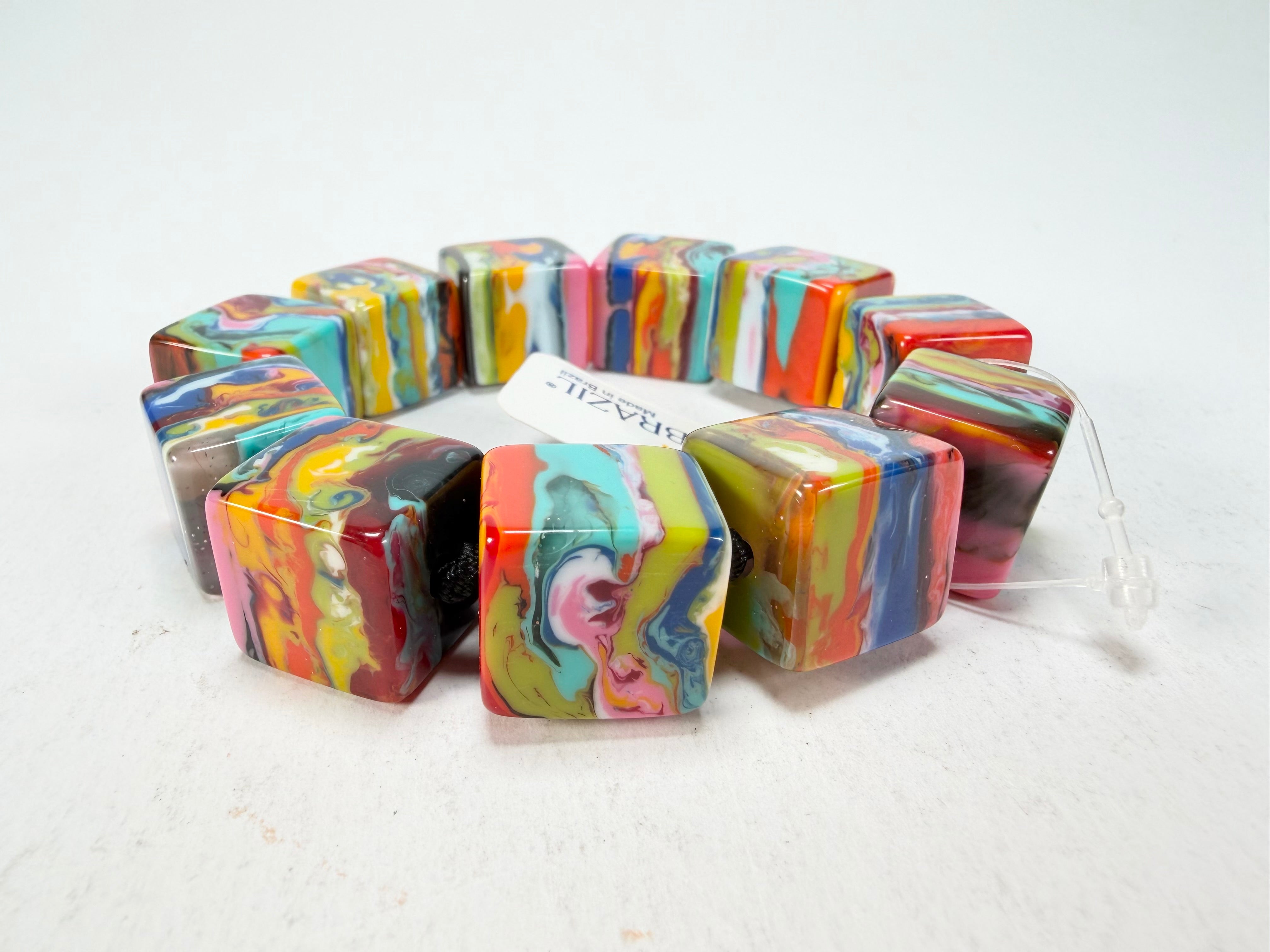 Jackie Brazil "Kandinsky" Liquorice Small Cubes Bracelet ( B0224 )