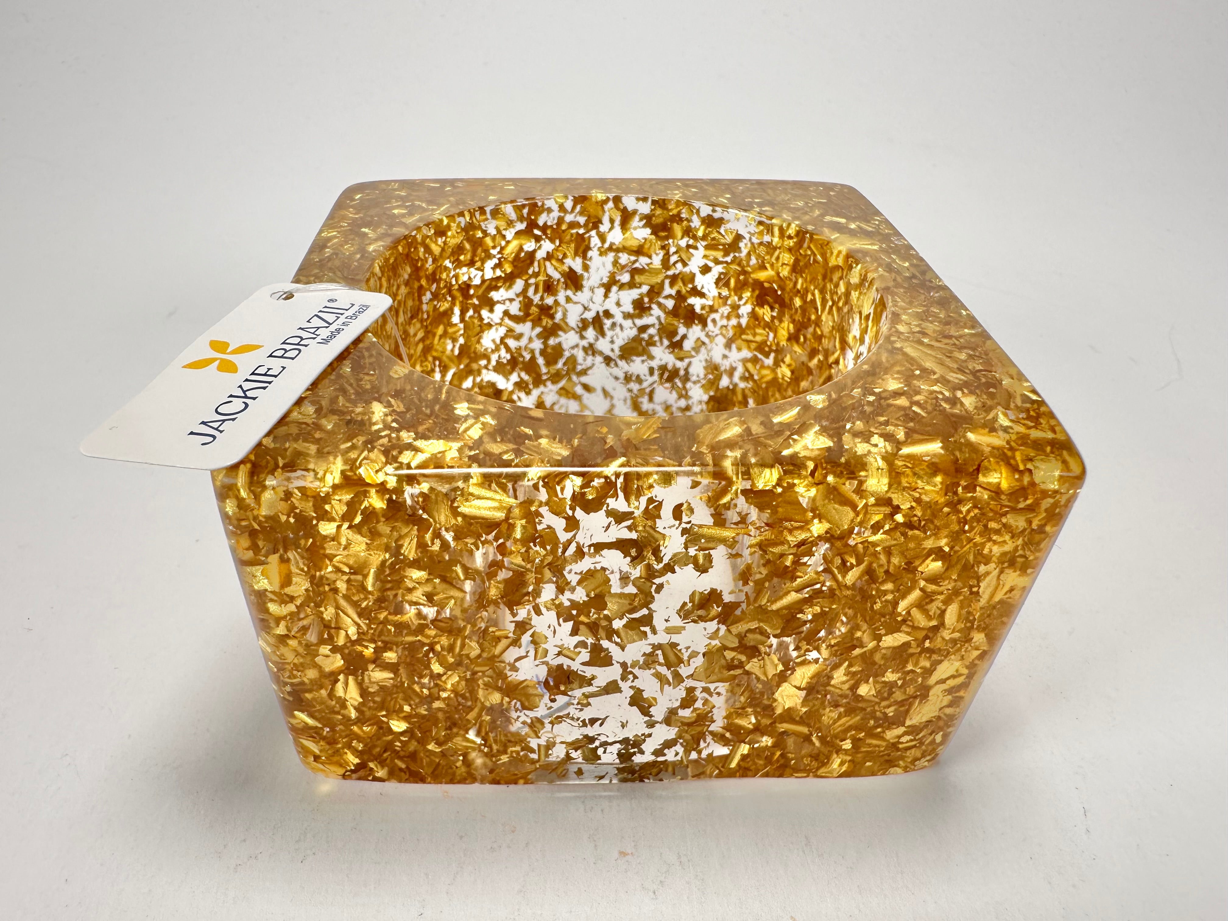 Jackie Brazil "Solid Square" Gold Flakes 5cm Bangle ( B2100 )