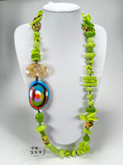Jackie Brazil "Fusion" Light Green Mix Long 110cm Bead Necklace ( N0040 )