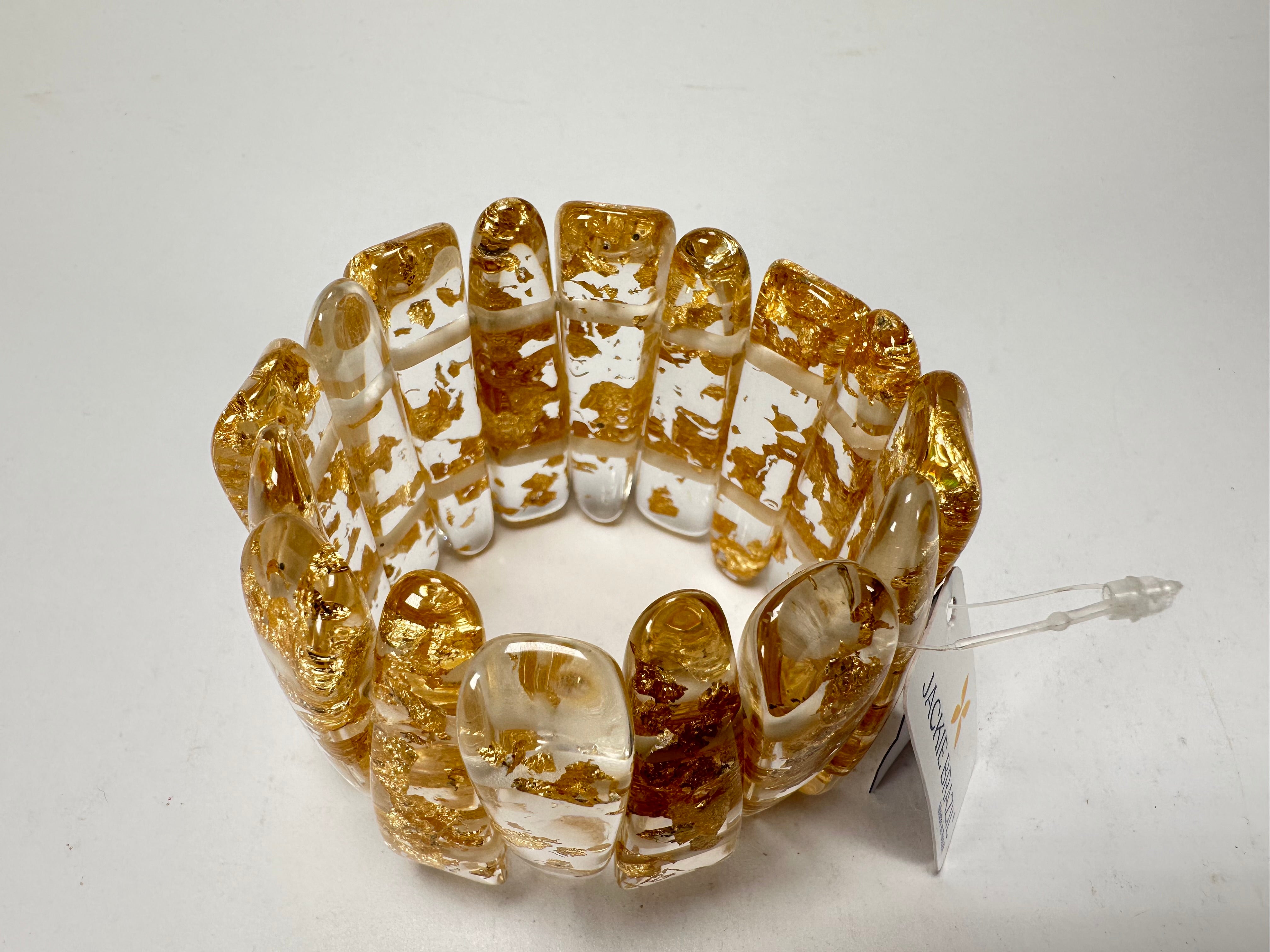 Jackie Brazil "Tulip" Gold Flakes Elasticated Bracelet ( B0026 )