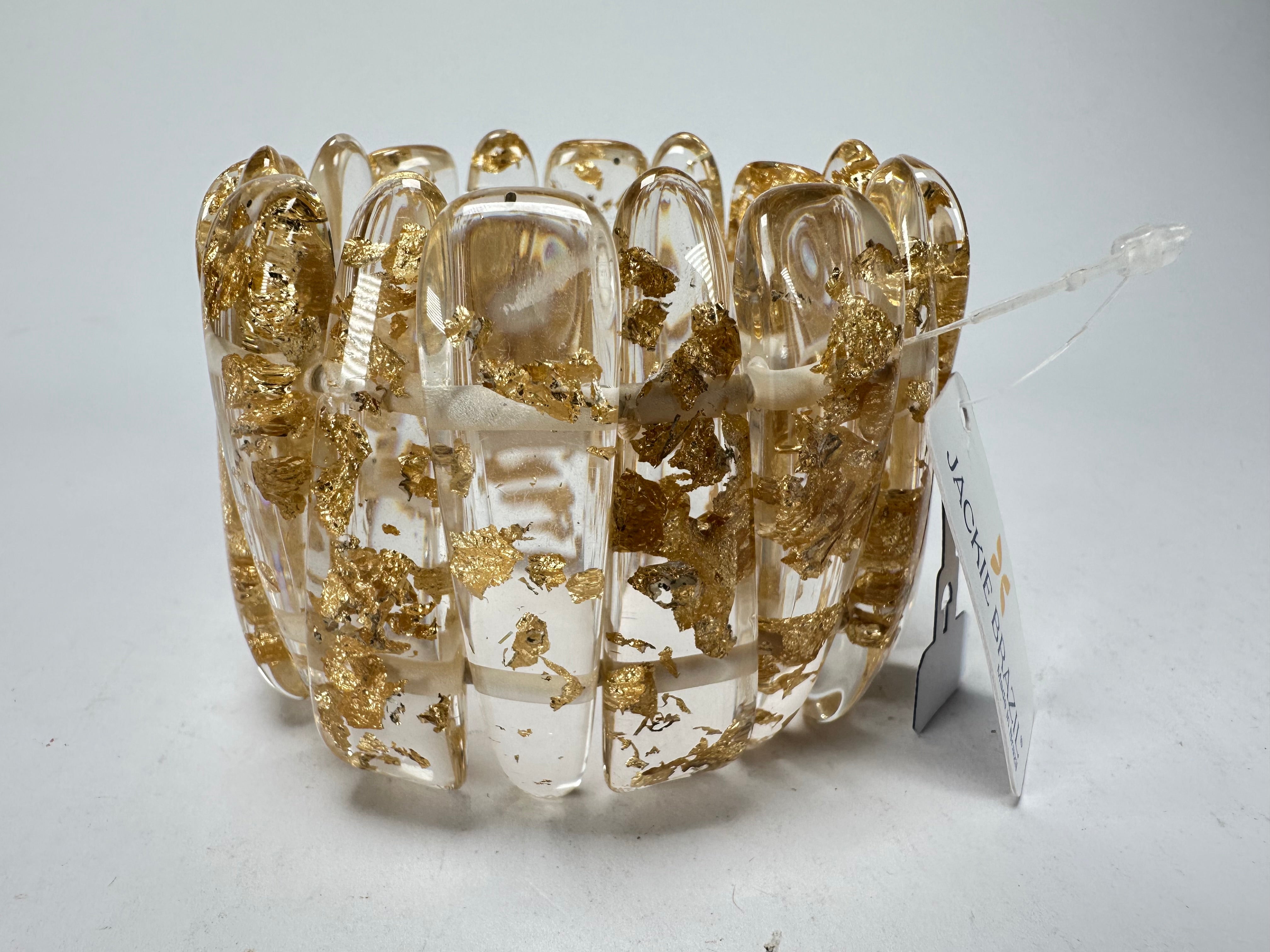 Jackie Brazil "Tulip" Gold Flakes Elasticated Bracelet ( B0026 )