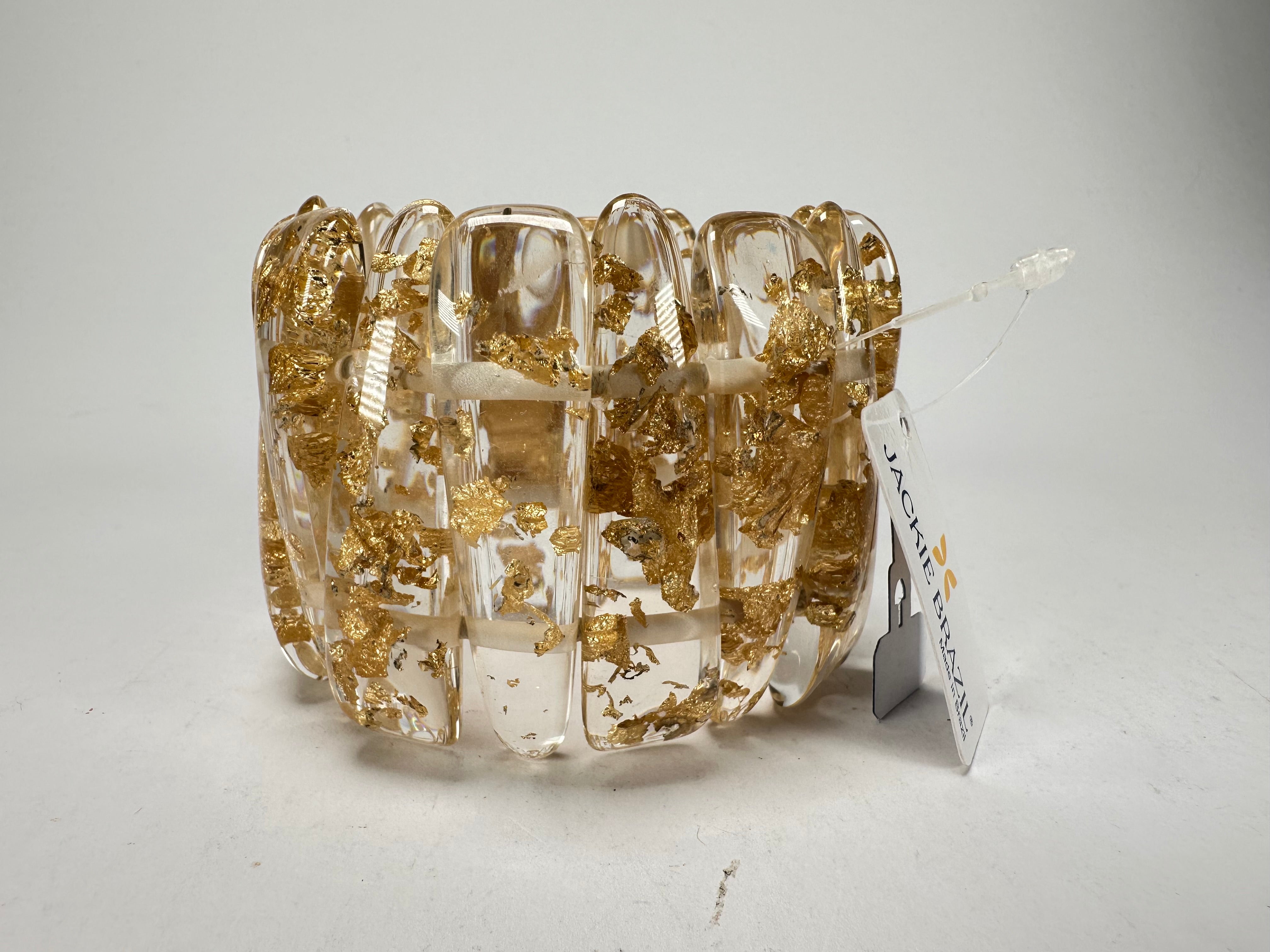 Jackie Brazil "Tulip" Gold Flakes Elasticated Bracelet ( B0026 )