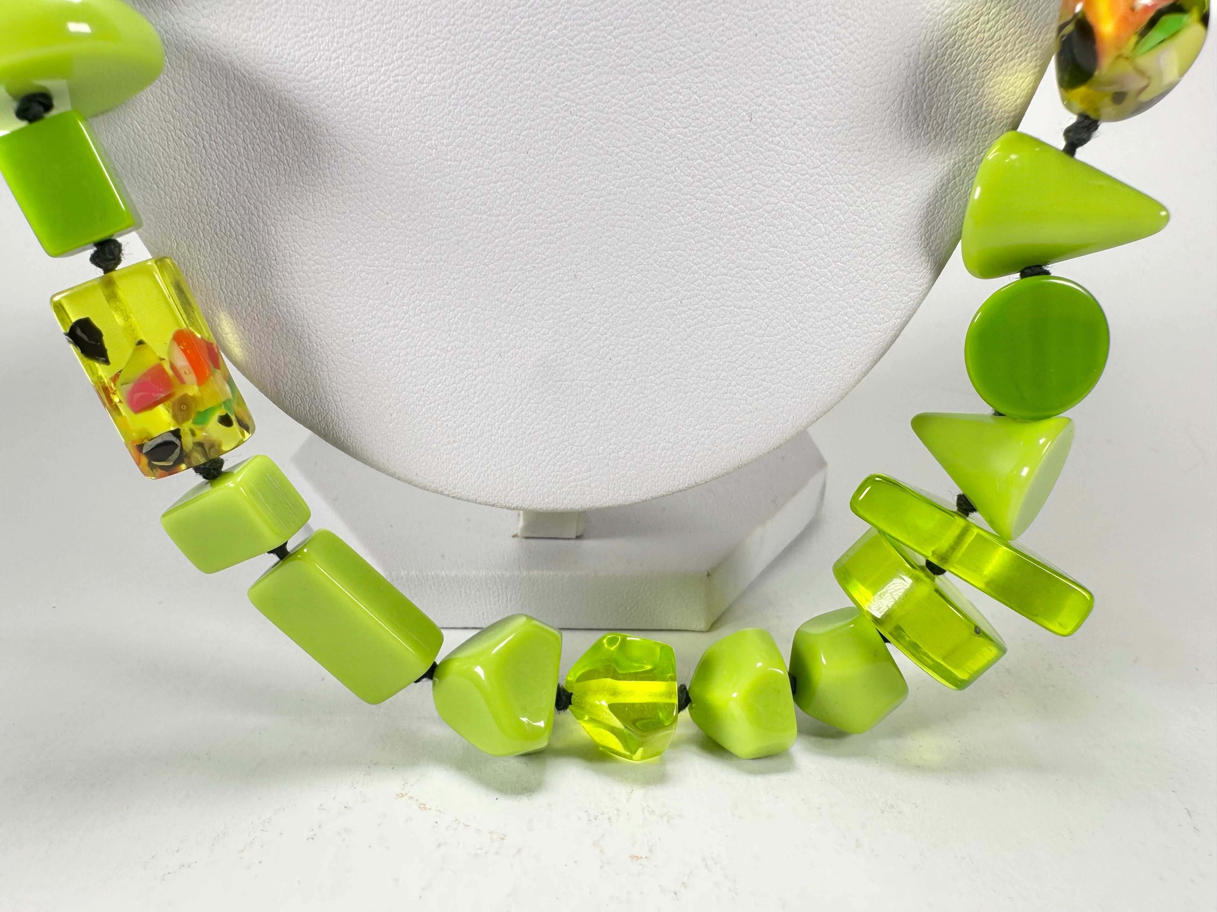 Jackie Brazil "Fusion" Light Green Mix Long 110cm Bead Necklace ( N0040 )