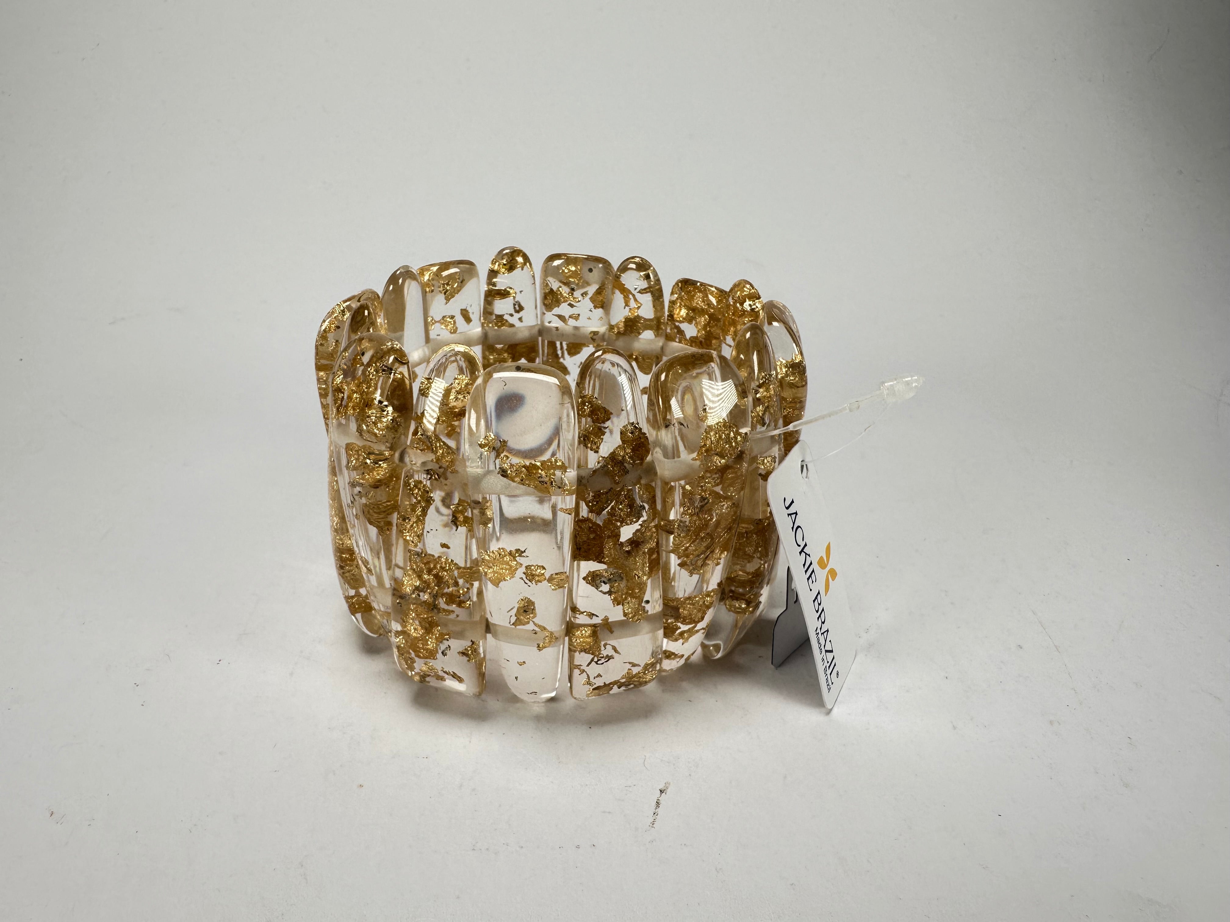 Jackie Brazil "Tulip" Gold Flakes Elasticated Bracelet ( B0026 )