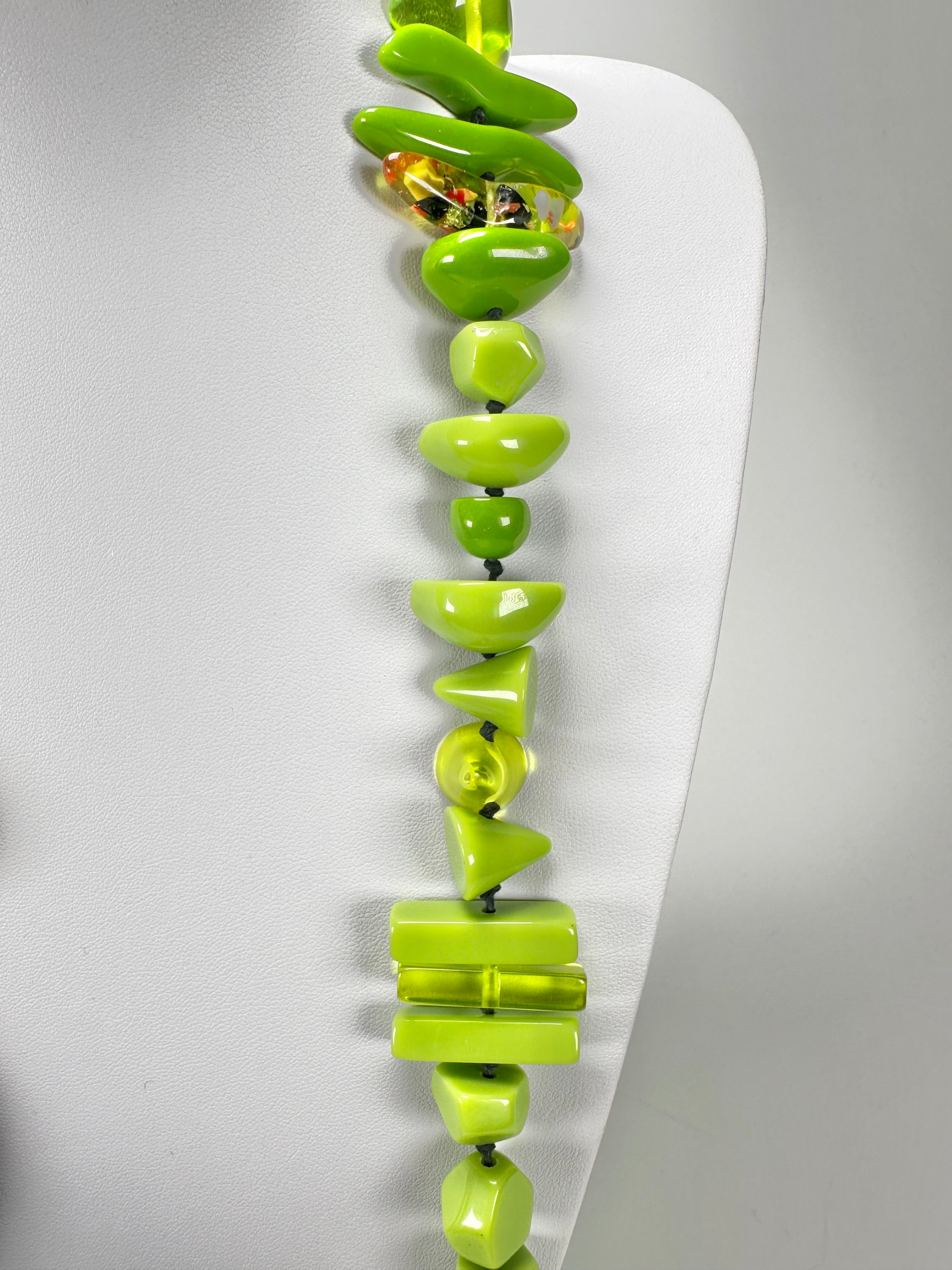 Jackie Brazil "Fusion" Light Green Mix Long 110cm Bead Necklace ( N0040 )