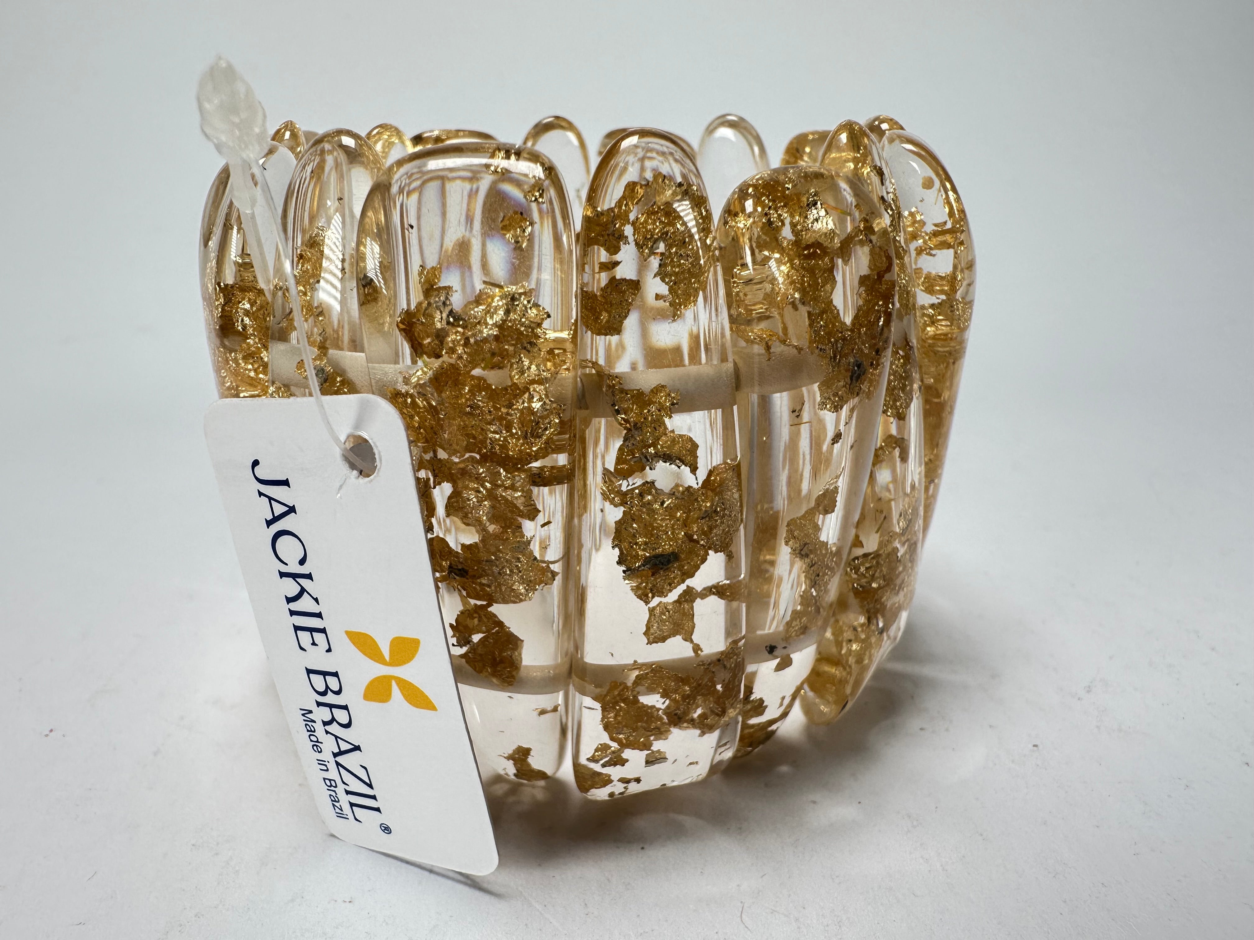 Jackie Brazil "Tulip" Gold Flakes Elasticated Bracelet ( B0026 )