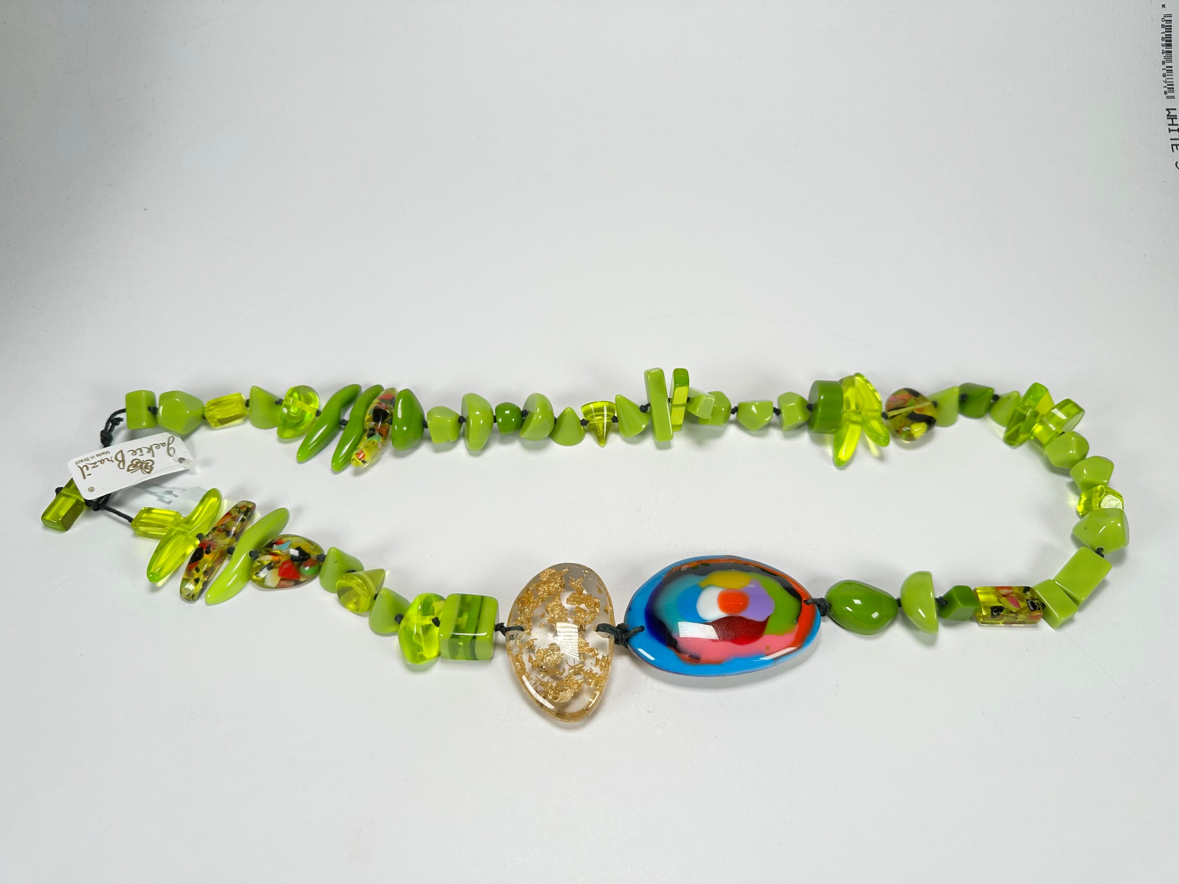 Jackie Brazil "Fusion" Light Green Mix Long 110cm Bead Necklace ( N0040 )