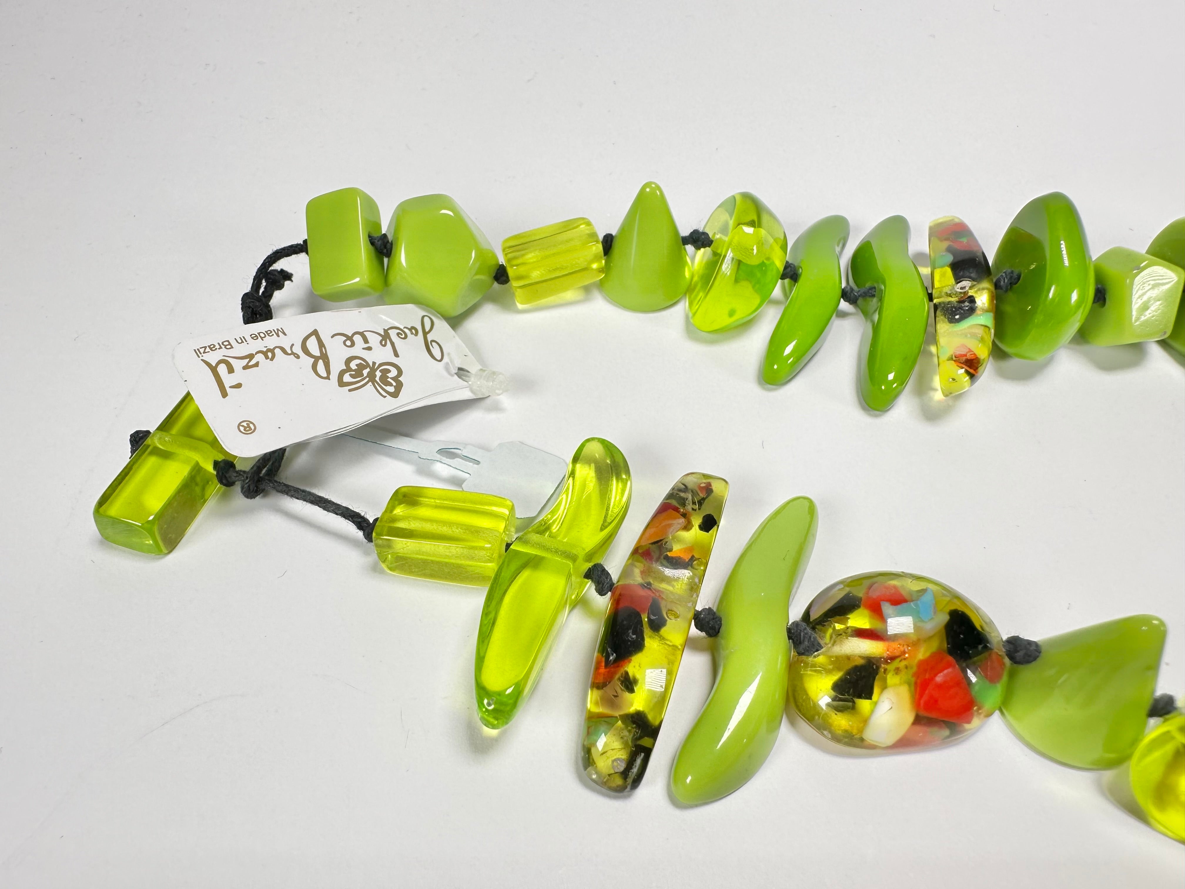 Jackie Brazil "Fusion" Light Green Mix Long 110cm Bead Necklace ( N0040 )