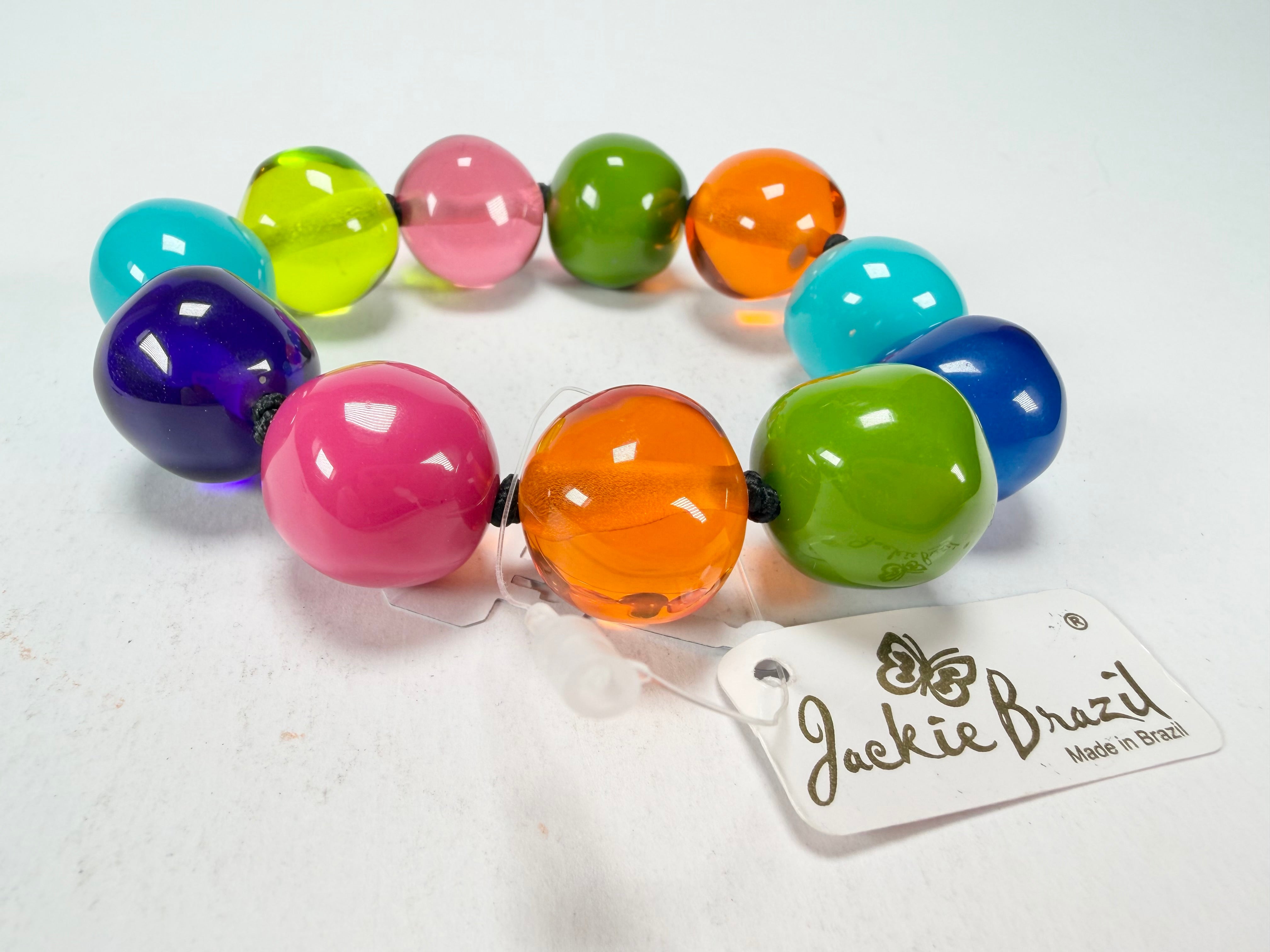 Jackie Brazil "Lola" Transparent Summer Mix Medium Spheres Bracelet ( B2695 )