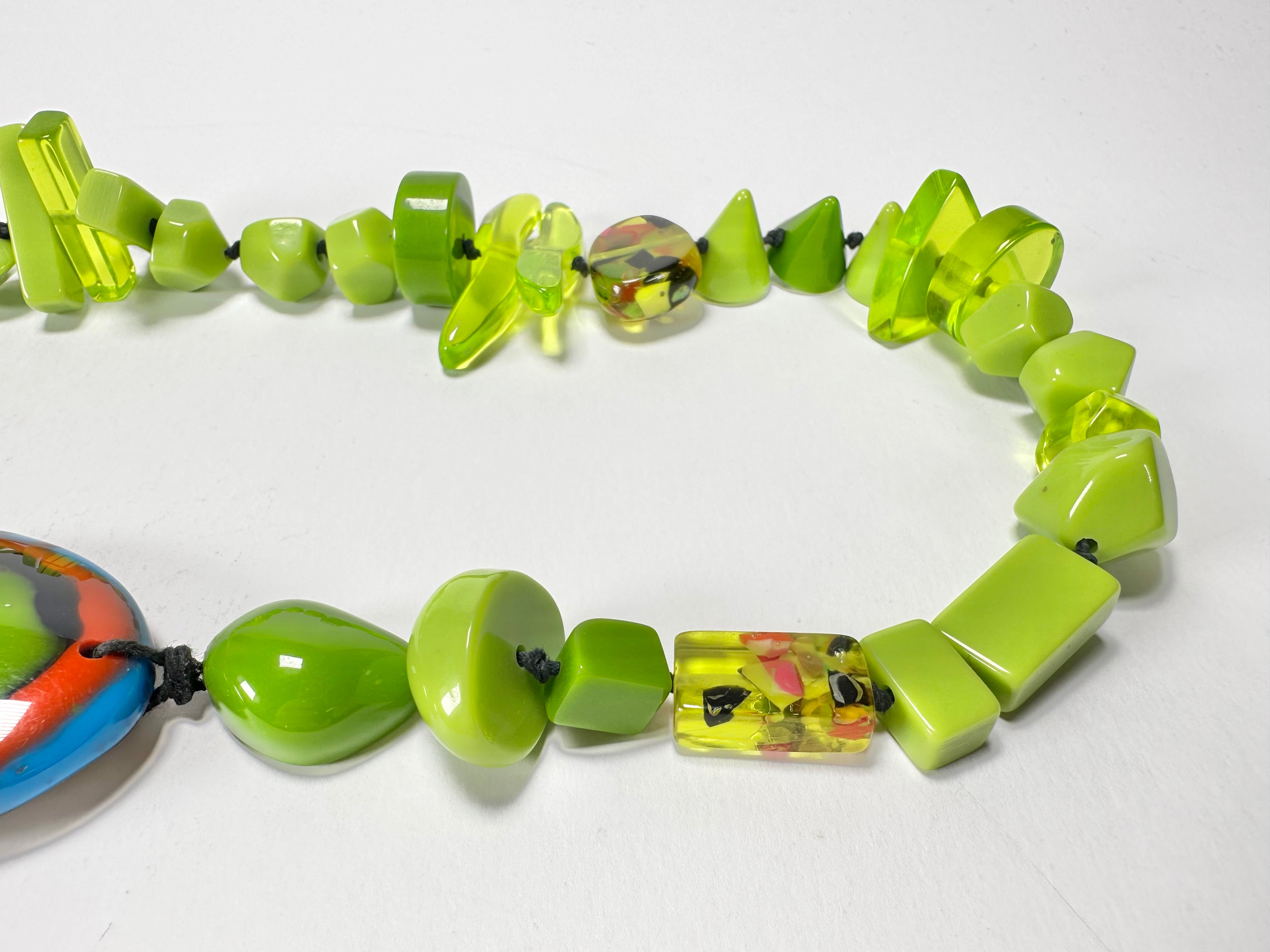 Jackie Brazil "Fusion" Light Green Mix Long 110cm Bead Necklace ( N0040 )