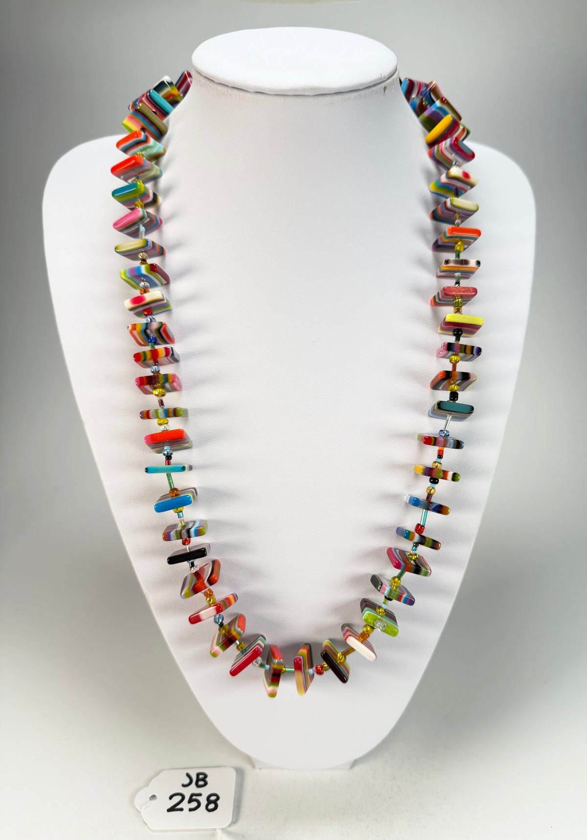 Jackie Brazil "Africa" Liquorice Squares & Beads Mix Colours 70cm Necklace ( N0009 )