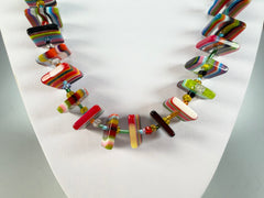 Jackie Brazil "Africa" Liquorice Squares & Beads Mix Colours 70cm Necklace ( N0009 )
