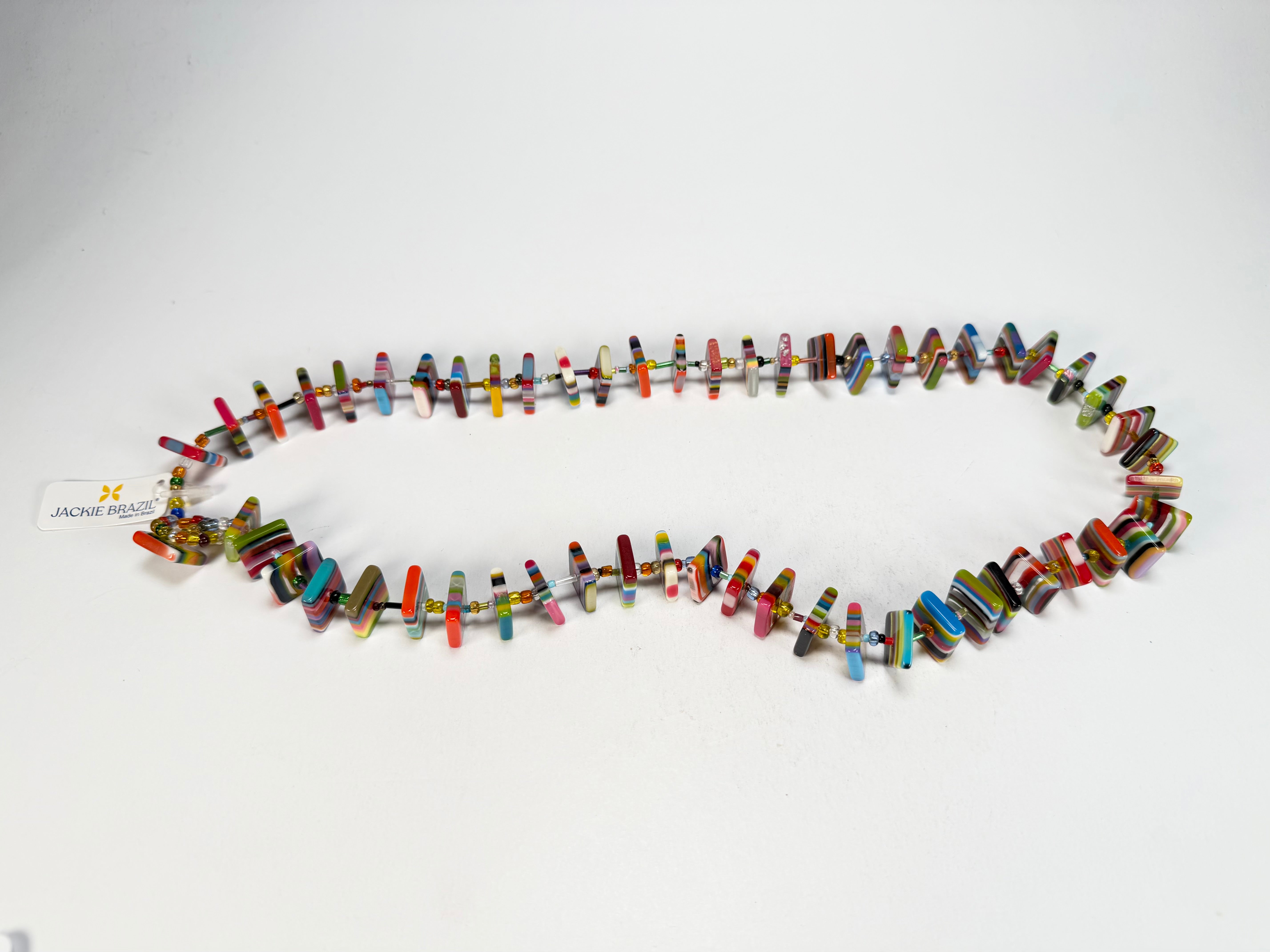 Jackie Brazil "Africa" Liquorice Squares & Beads Mix Colours 70cm Necklace ( N0009 )
