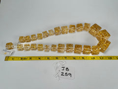 Jackie Brazil "Gold Flakes" Mix Size Liquorice Cubes Resin Necklace ( N3343 )