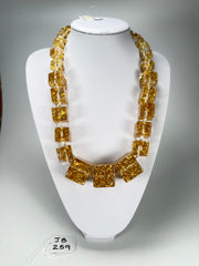Jackie Brazil "Gold Flakes" Mix Size Liquorice Cubes Resin Necklace ( N3343 )
