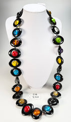Jackie Brazil "Saturn" Black & Transparent Summer Mix Disc & Ball Long 110cm Necklace ( N0054 )